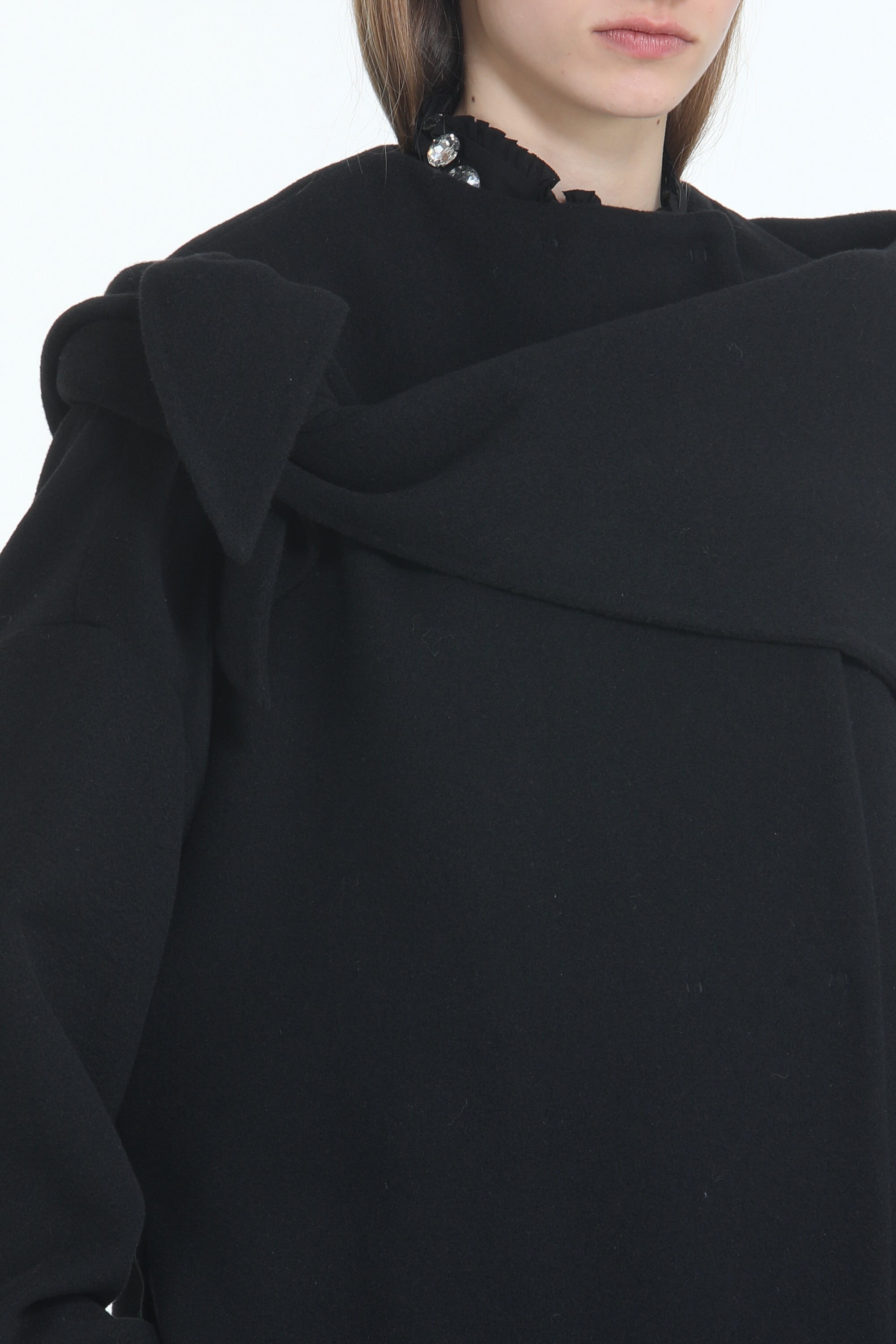 Oversized long coat with shawl
