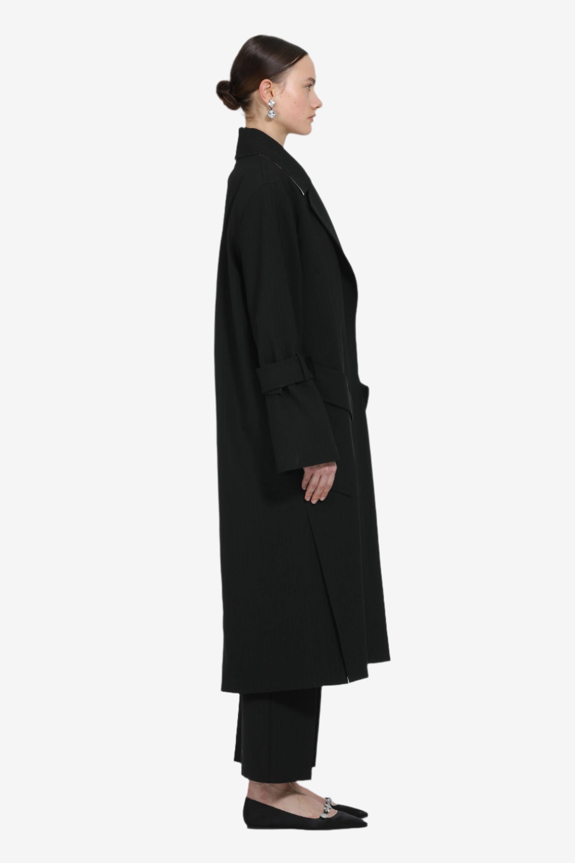 Cappotto lungo oversize con revers largo