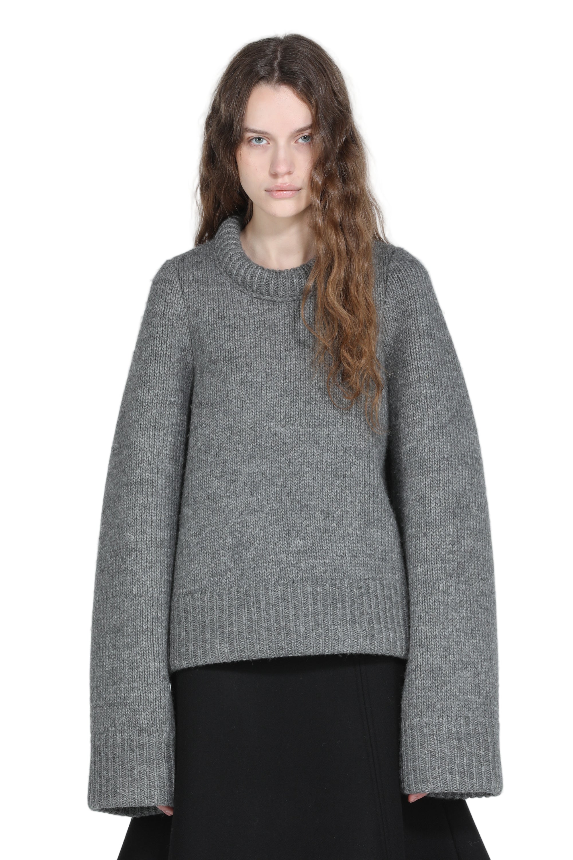 Oversized sweater with boat neckline
