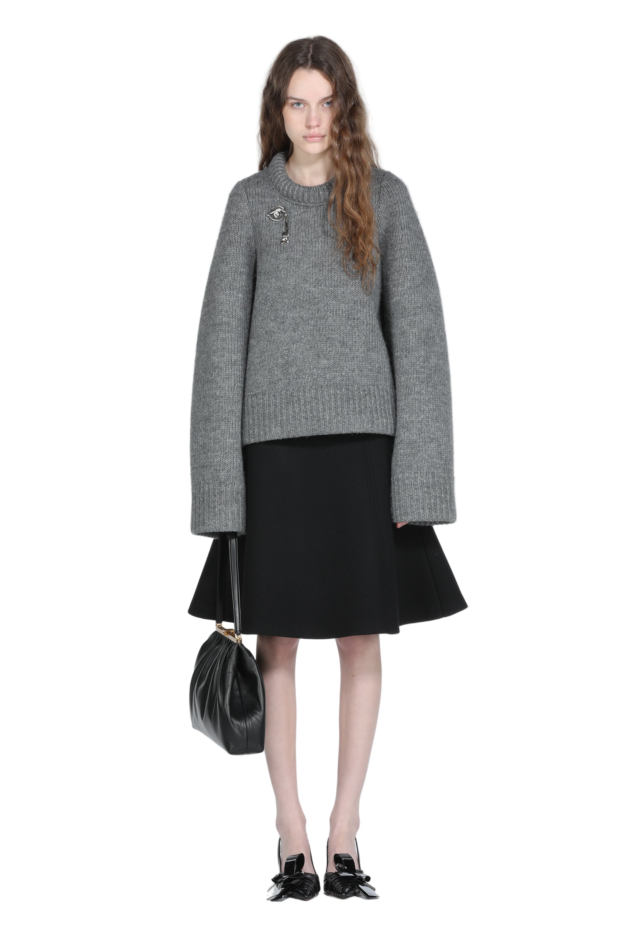 Oversized sweater with boat neckline