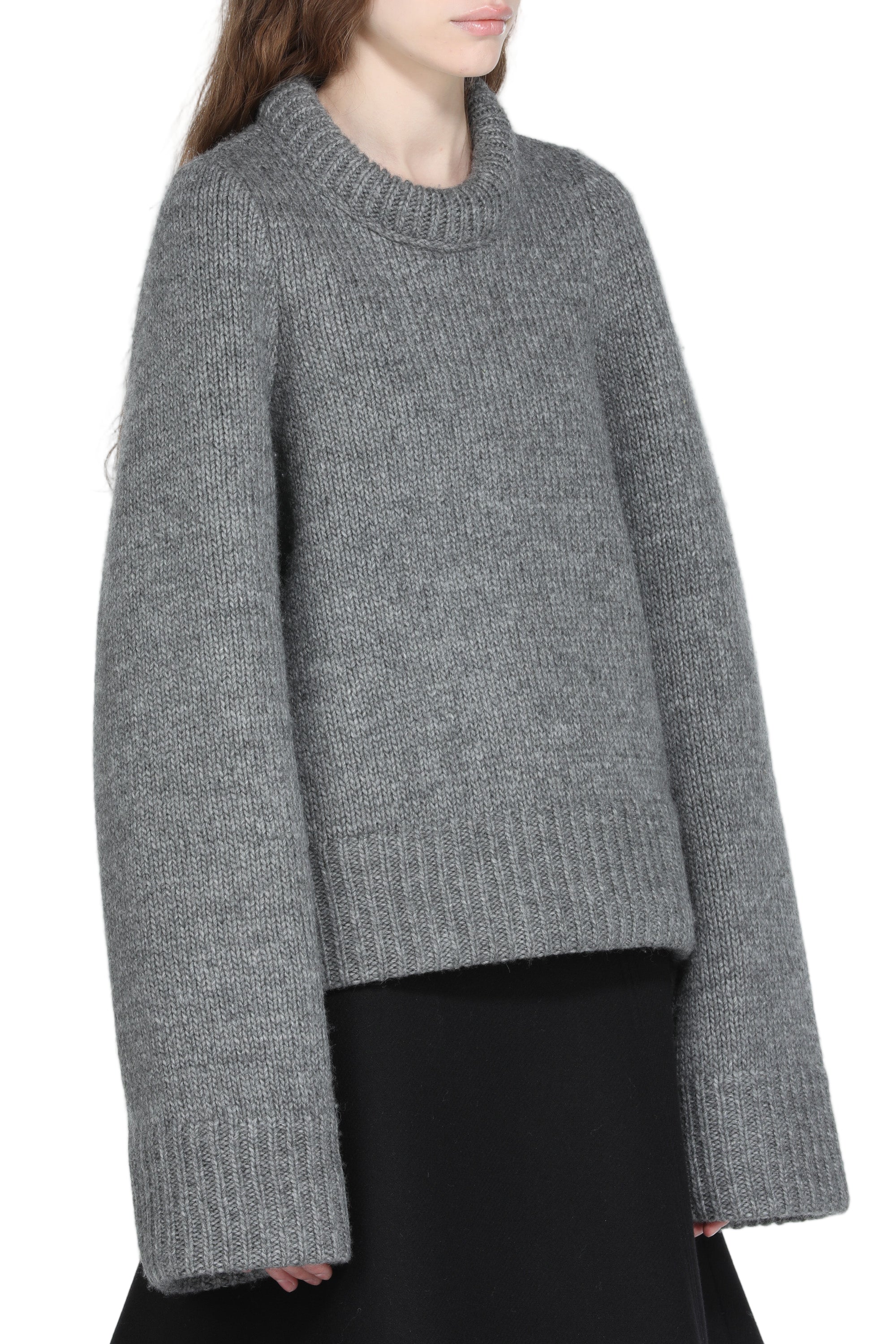 Oversized sweater with boat neckline