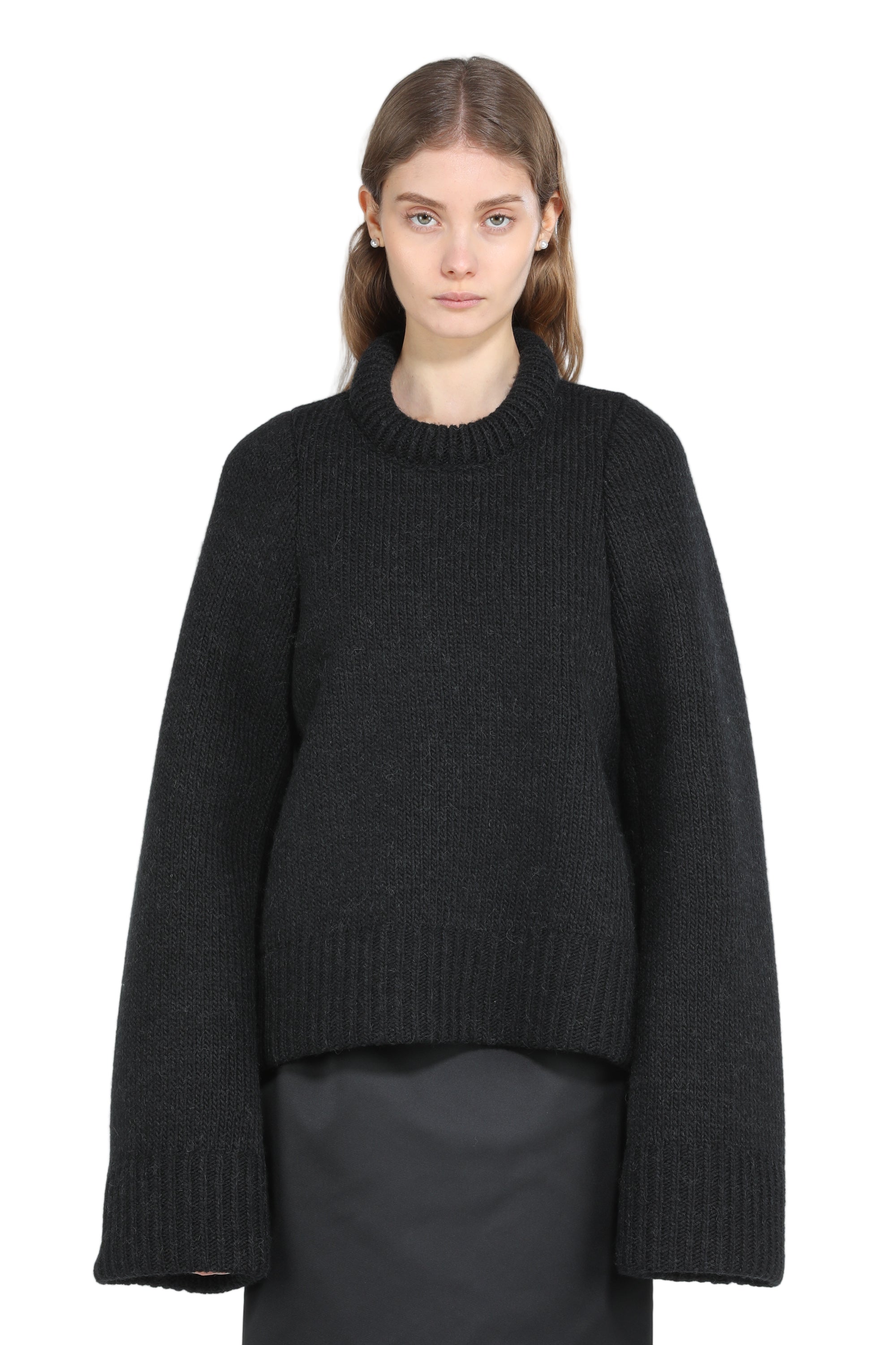 Oversized sweater with boat neckline