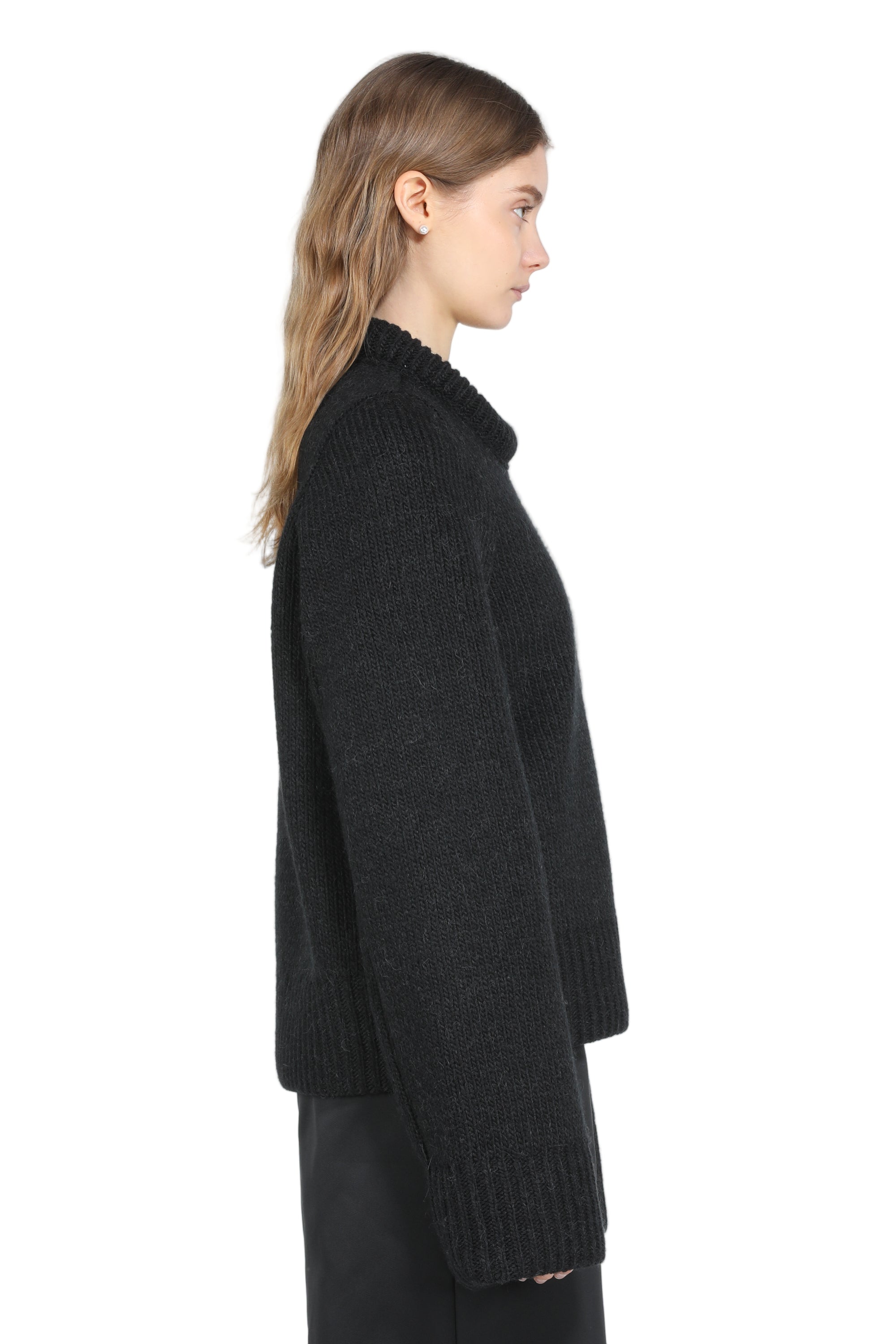 Oversized sweater with boat neckline