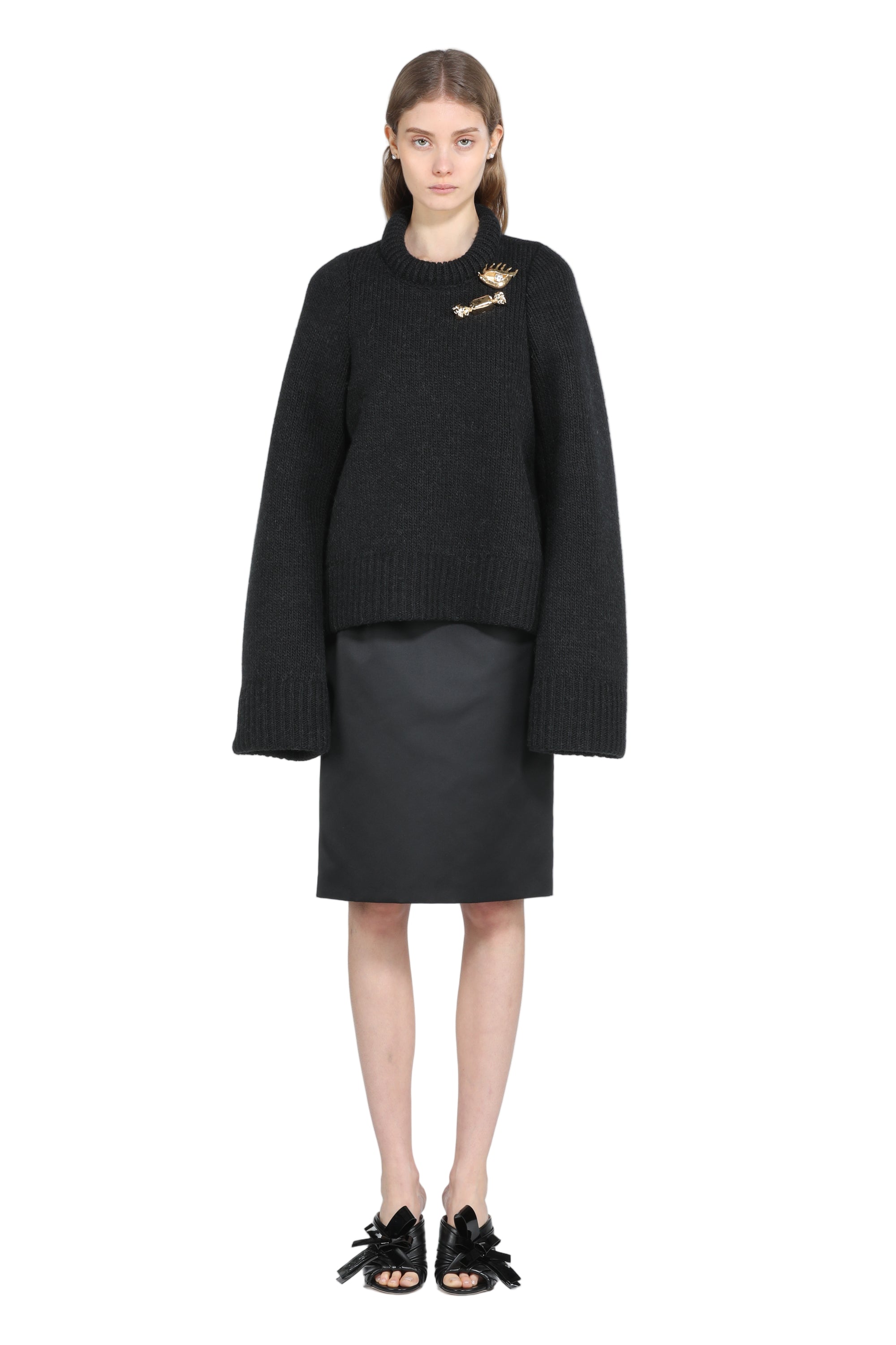 Oversized sweater with boat neckline
