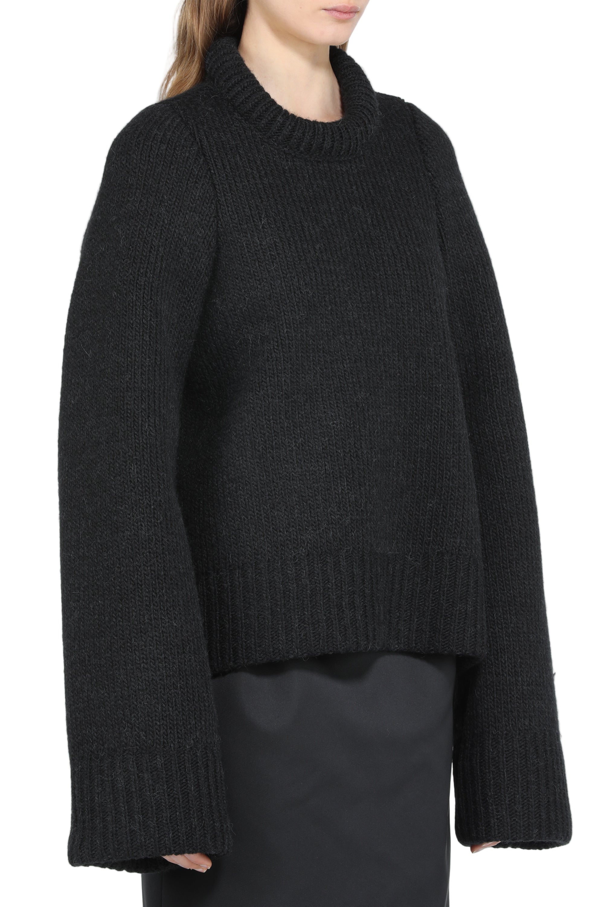 Oversized sweater with boat neckline
