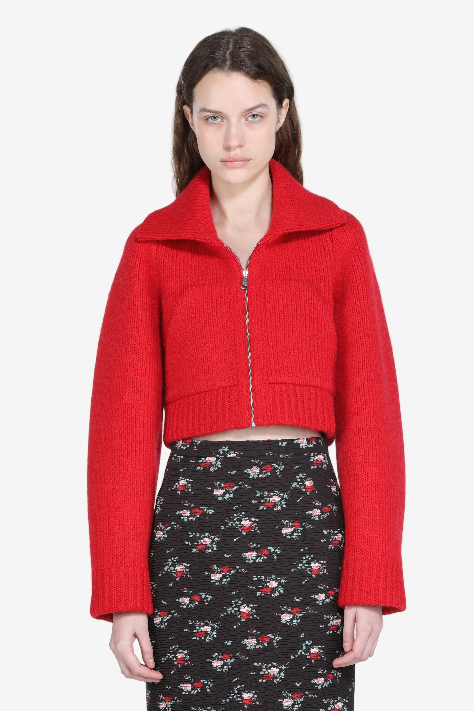 Cardigan con zip cropped