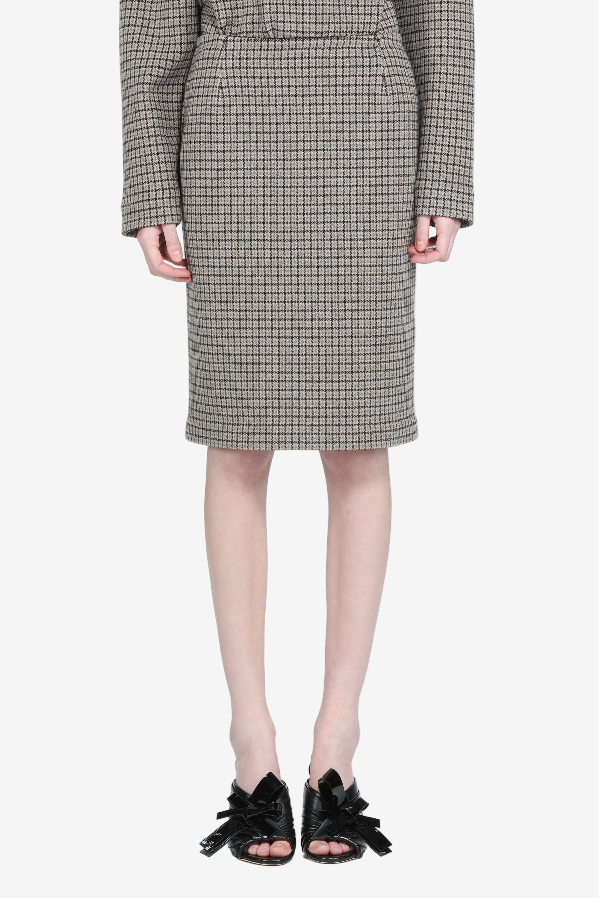 Checkered print pencil skirt
