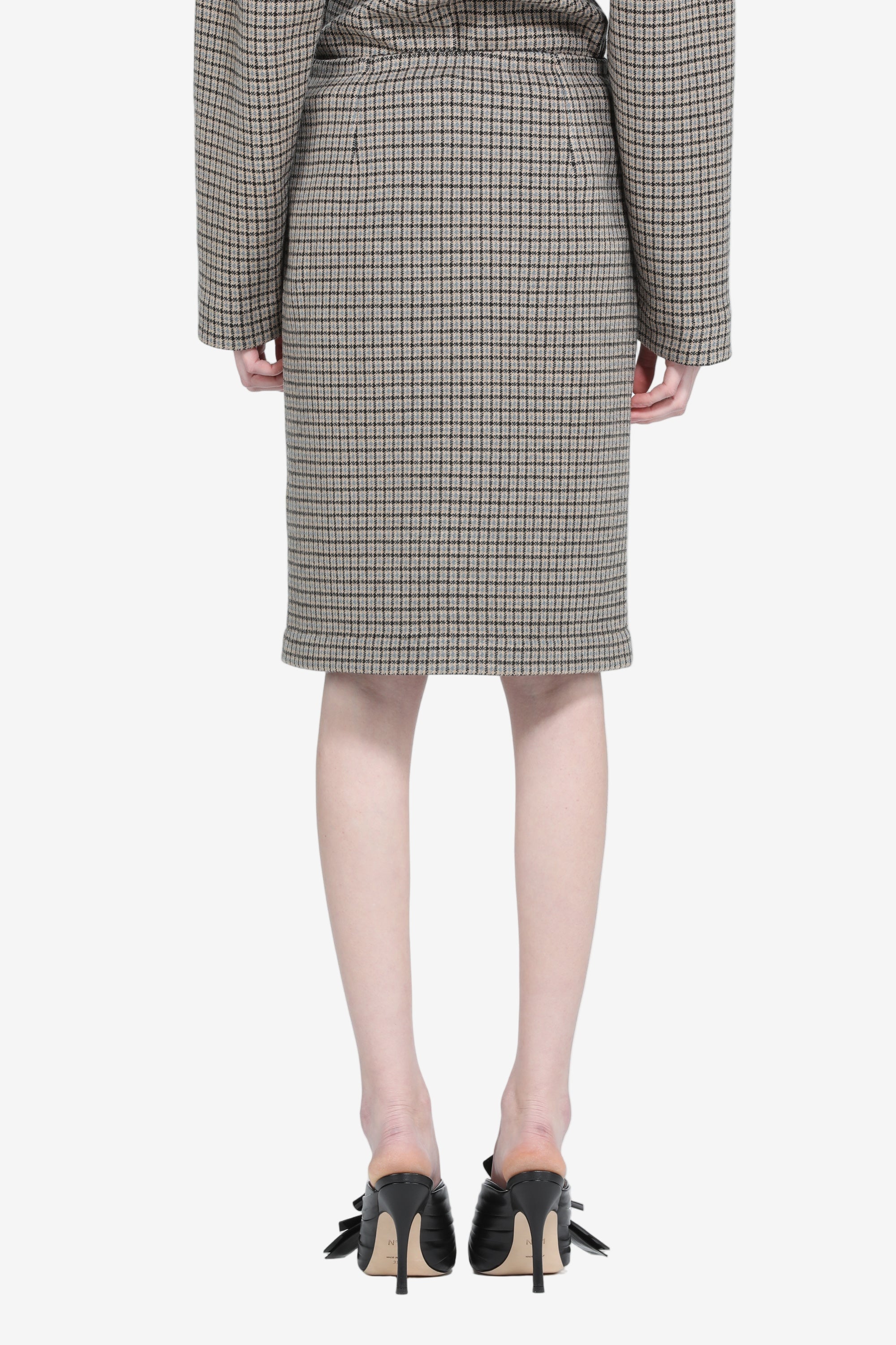 Checkered print pencil skirt
