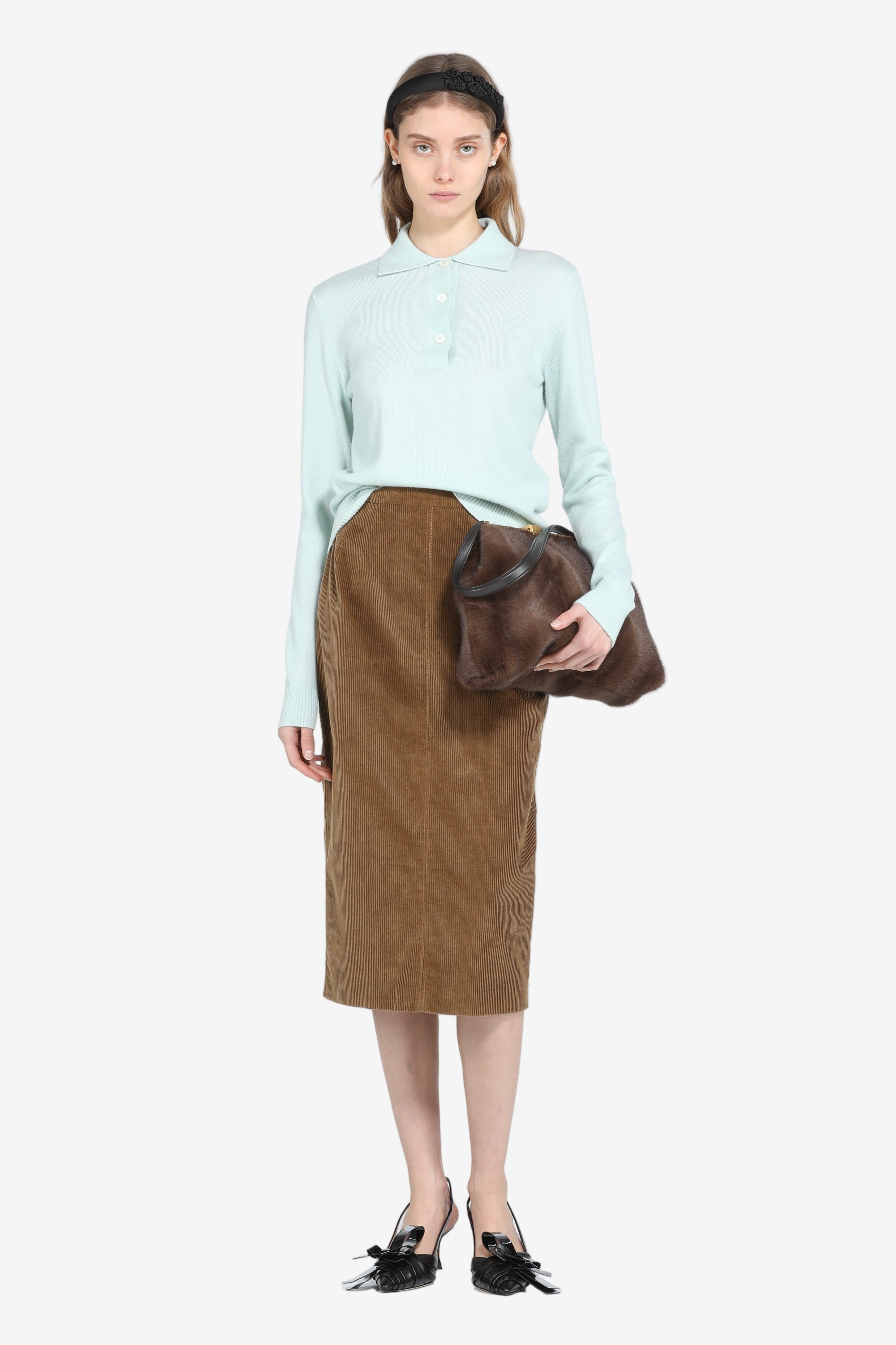 Velvet pencil skirt
