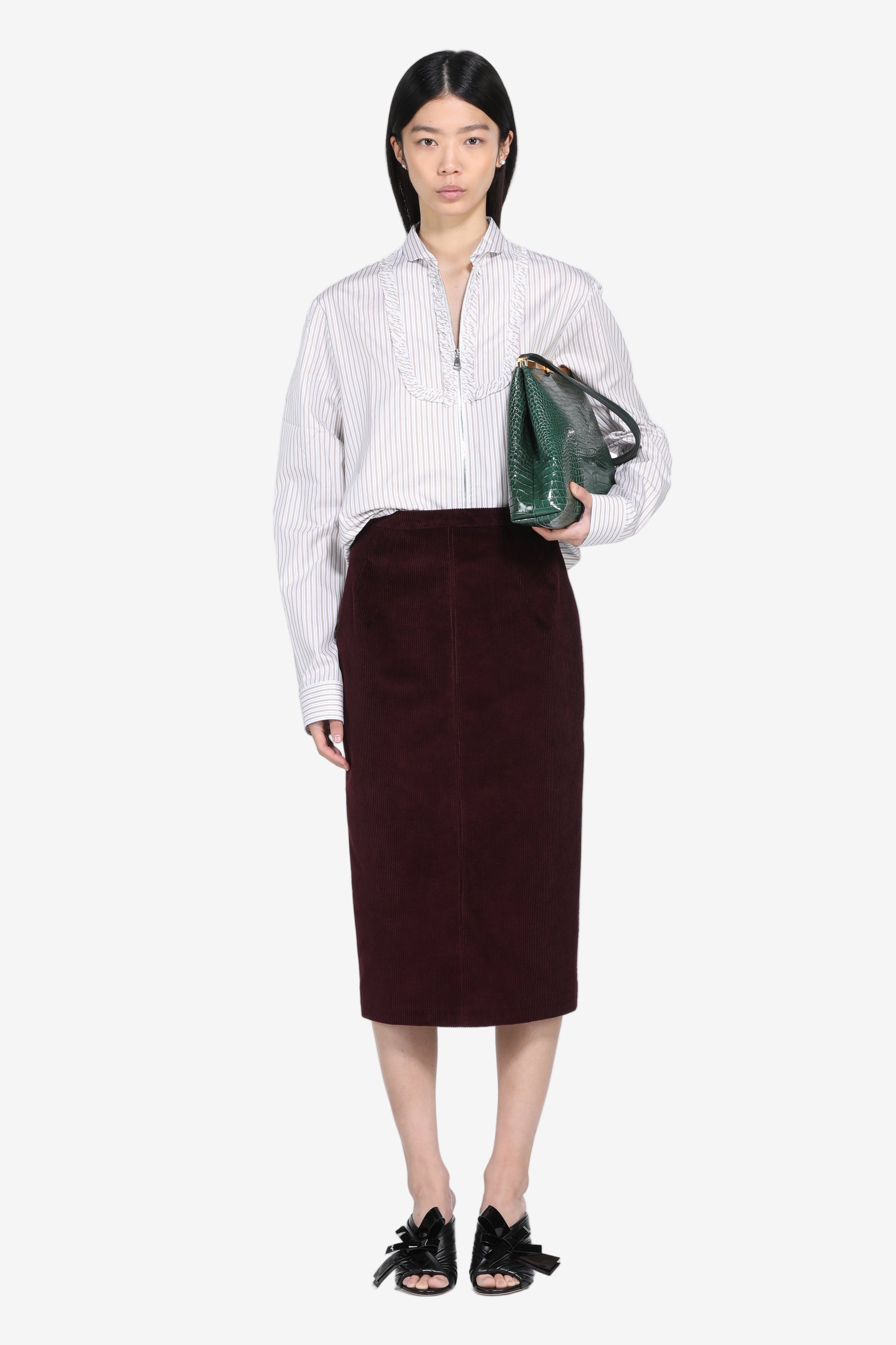 Velvet pencil skirt