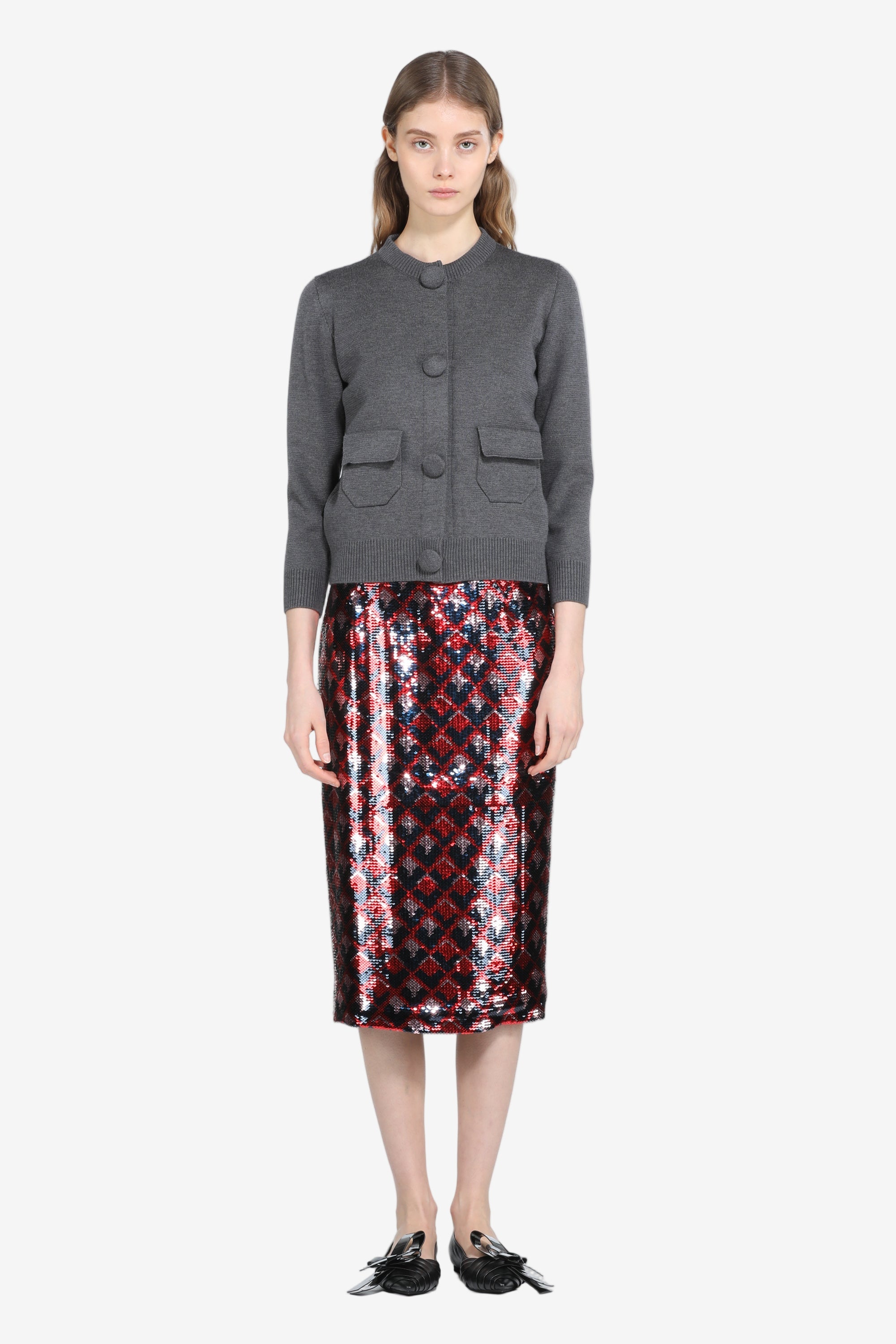 Pencil skirt with sequined fabric