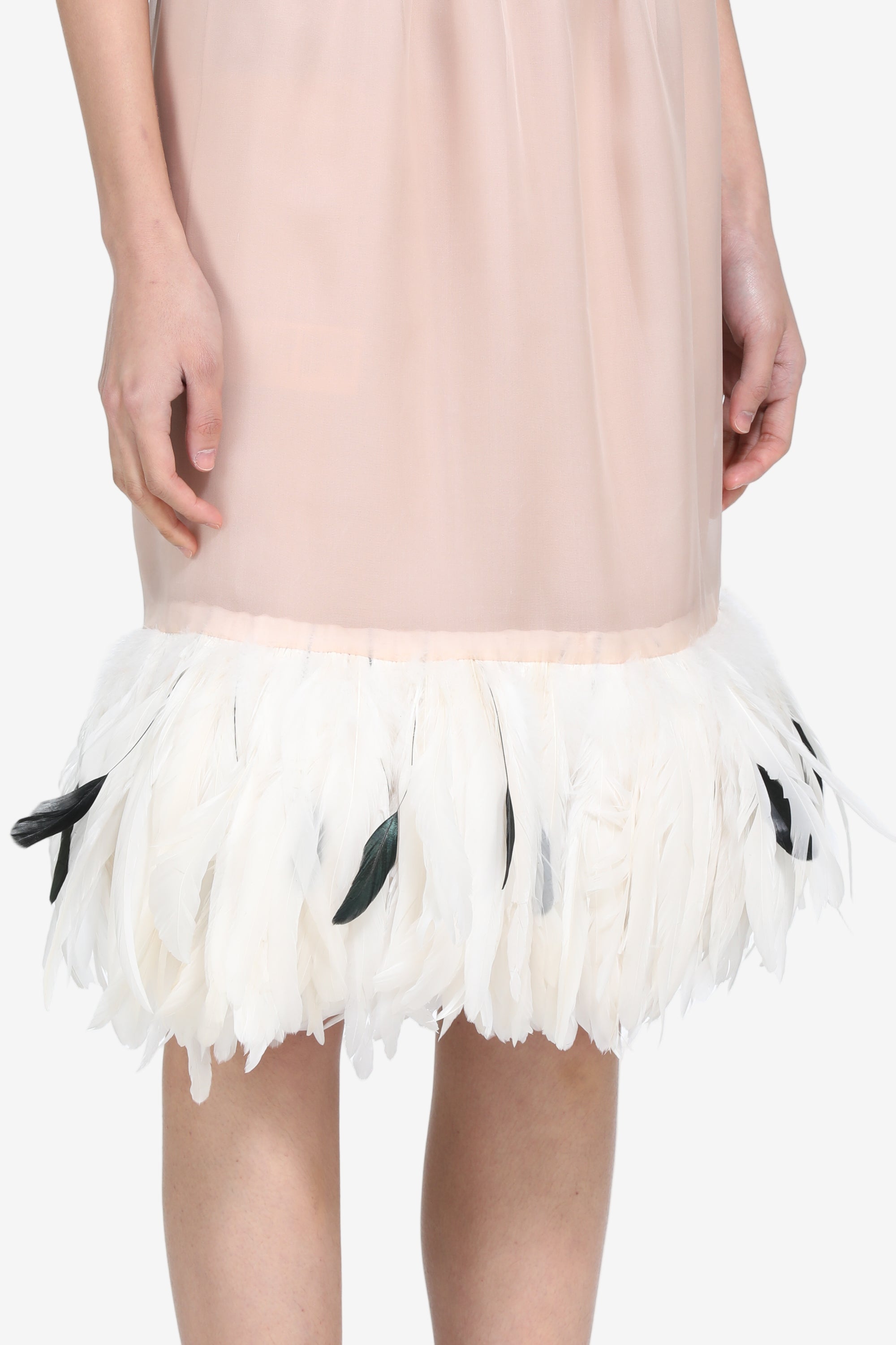 Midi skirt with feather trim