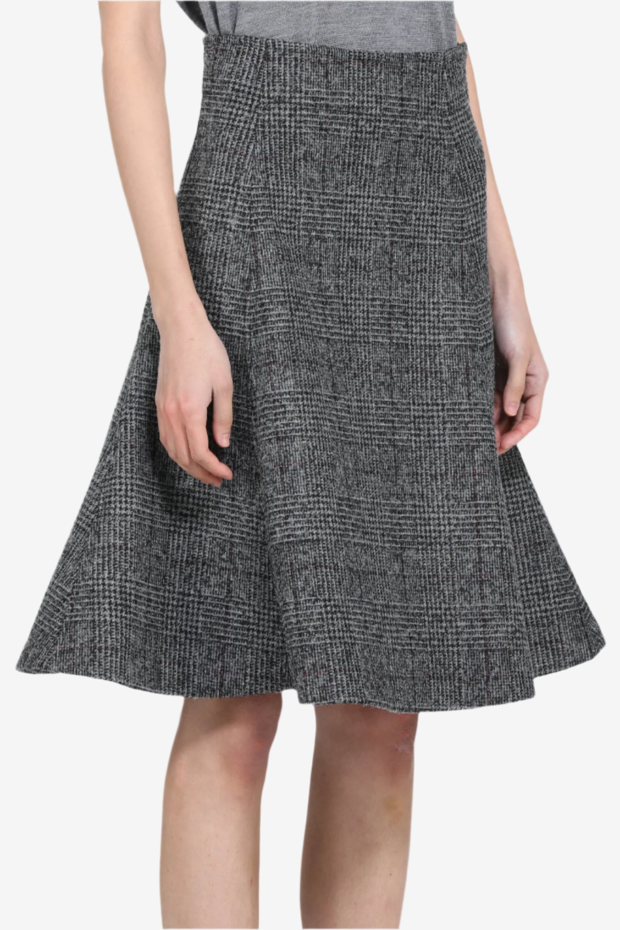 Checkered flared skirt