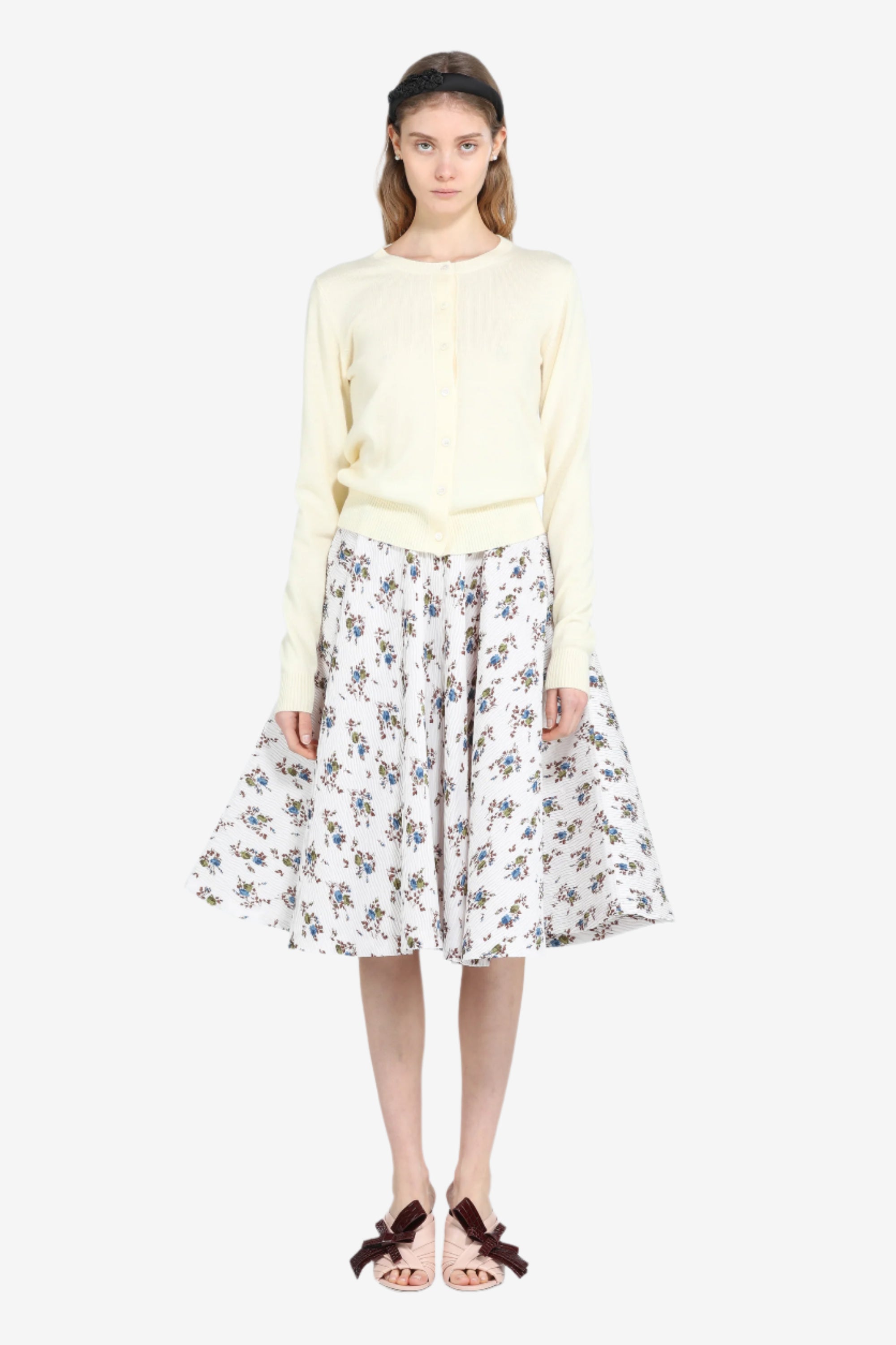 Full skirt with floral print