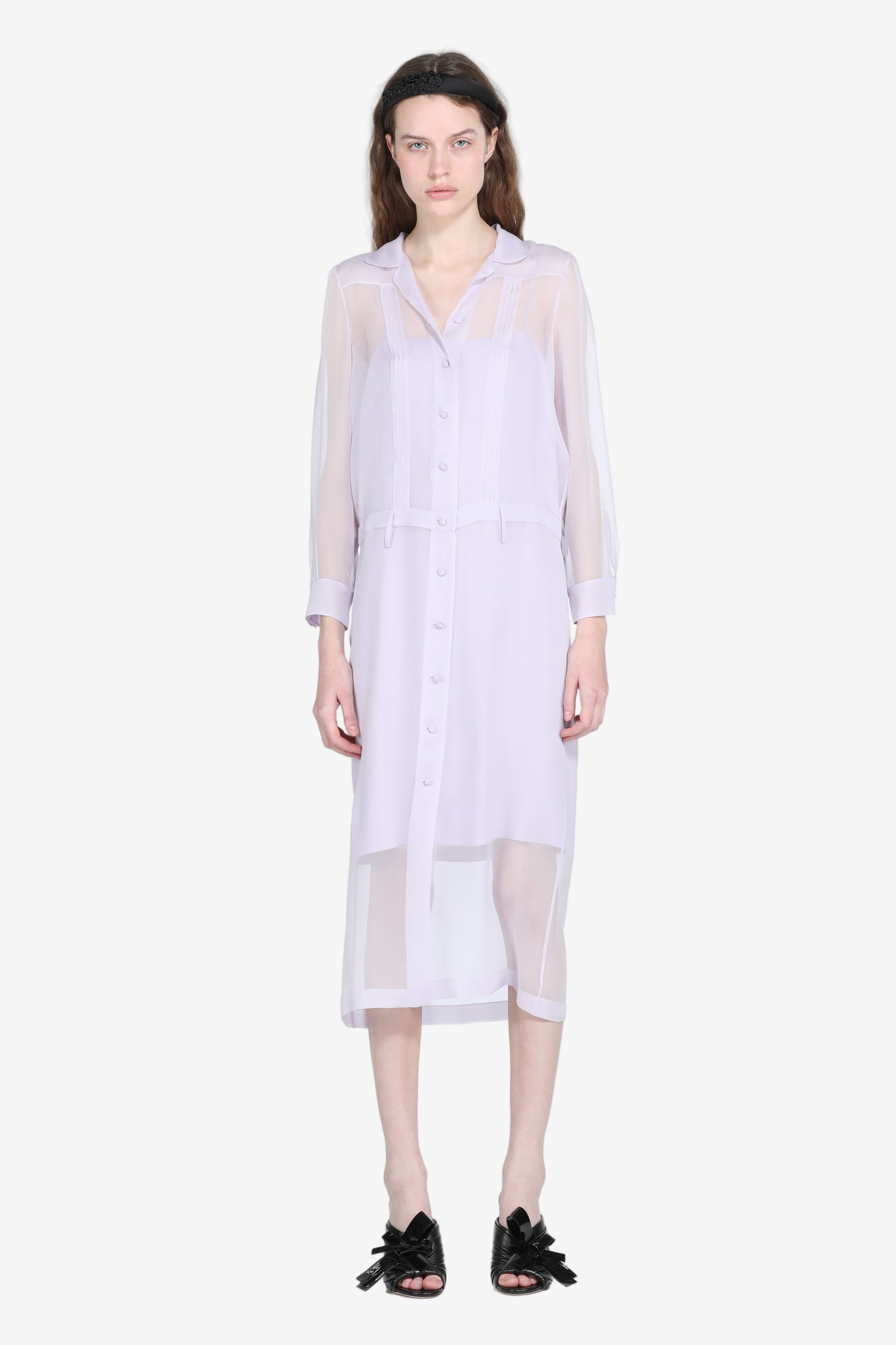 Dress in light fabric and slip