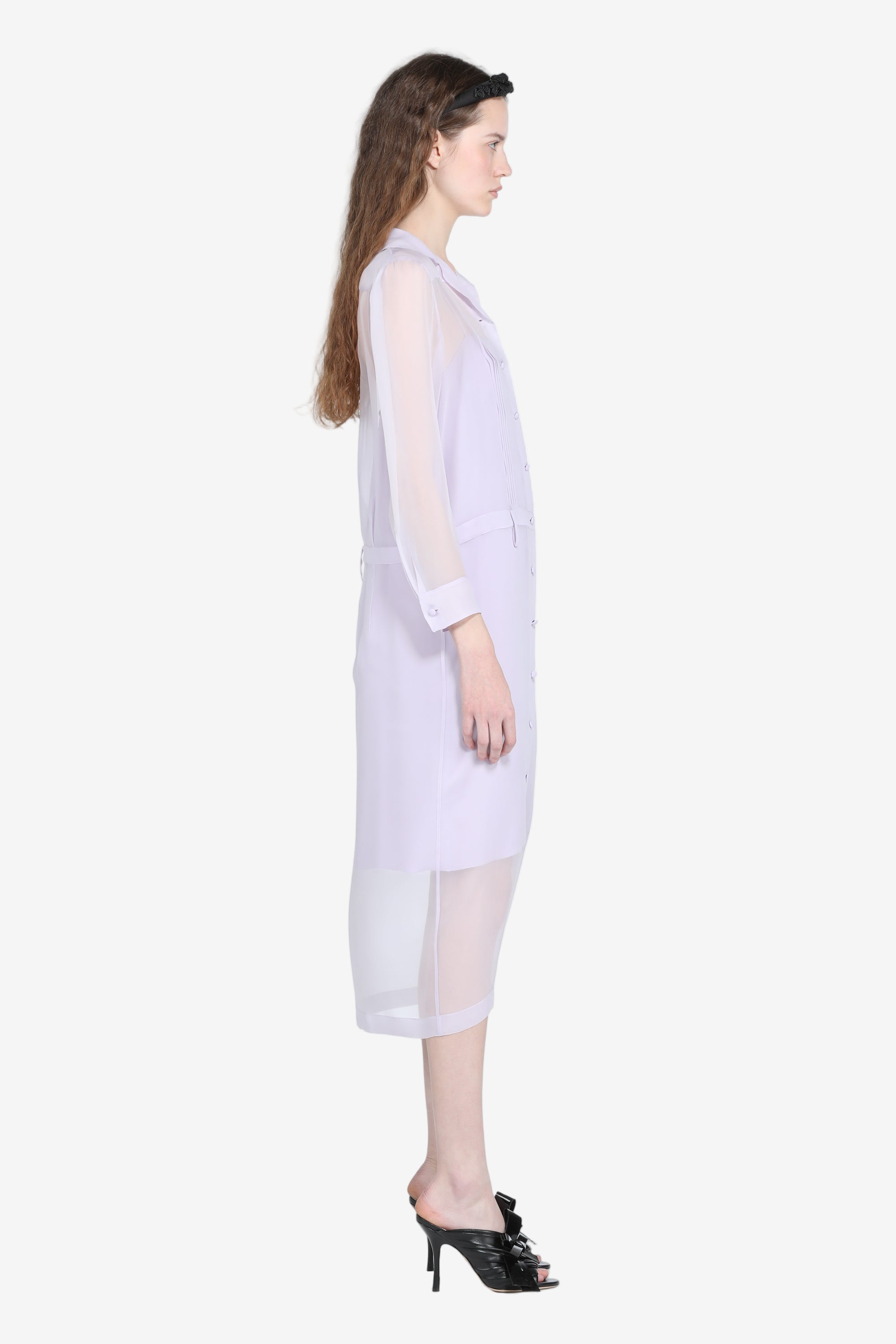 Dress in light fabric and slip