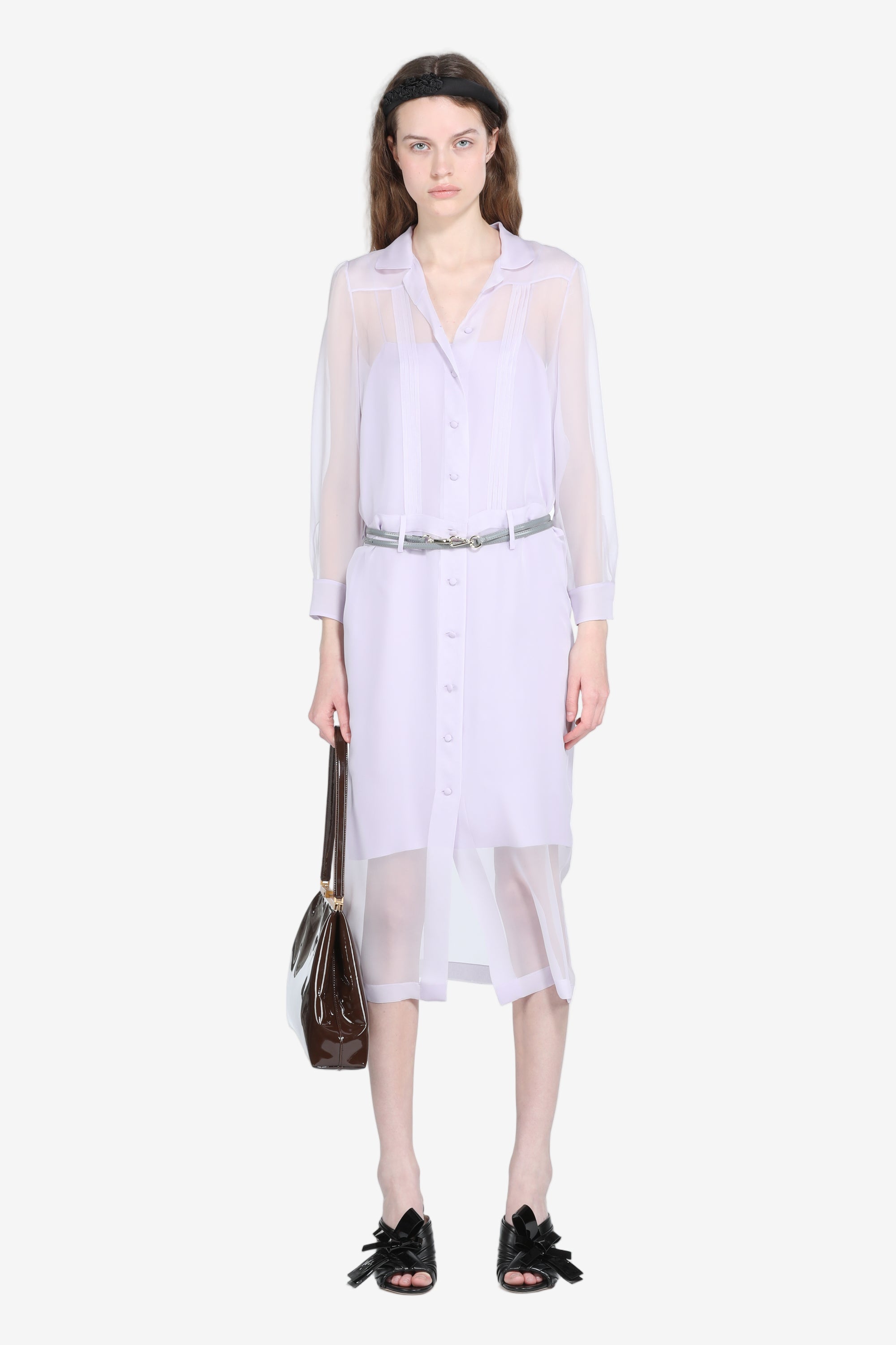 Dress in light fabric and slip