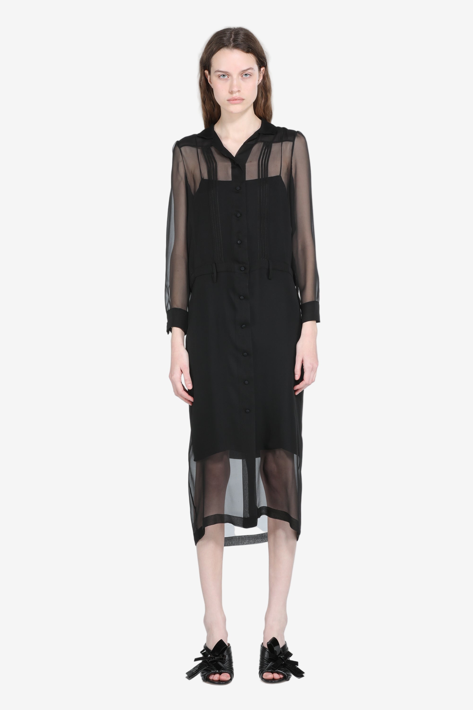 Dress in light fabric and slip
