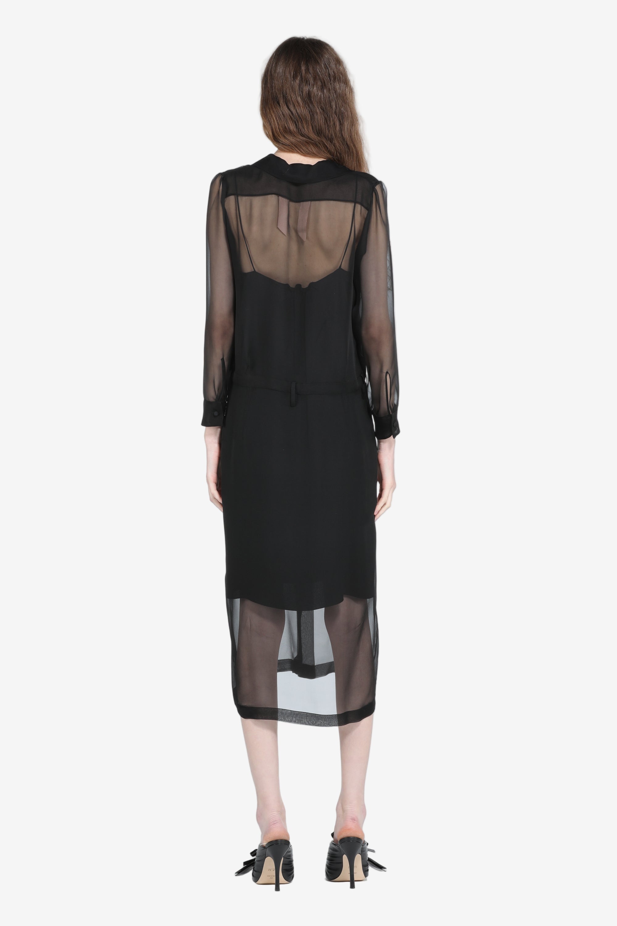 Dress in light fabric and slip