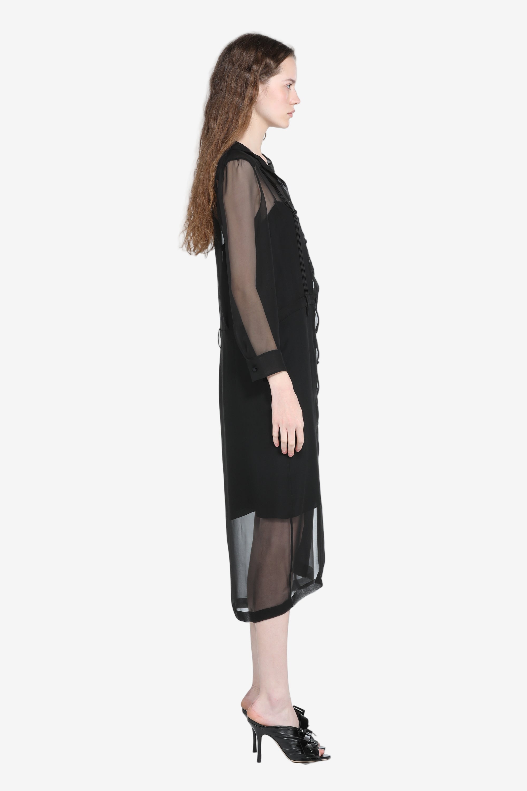 Dress in light fabric and slip
