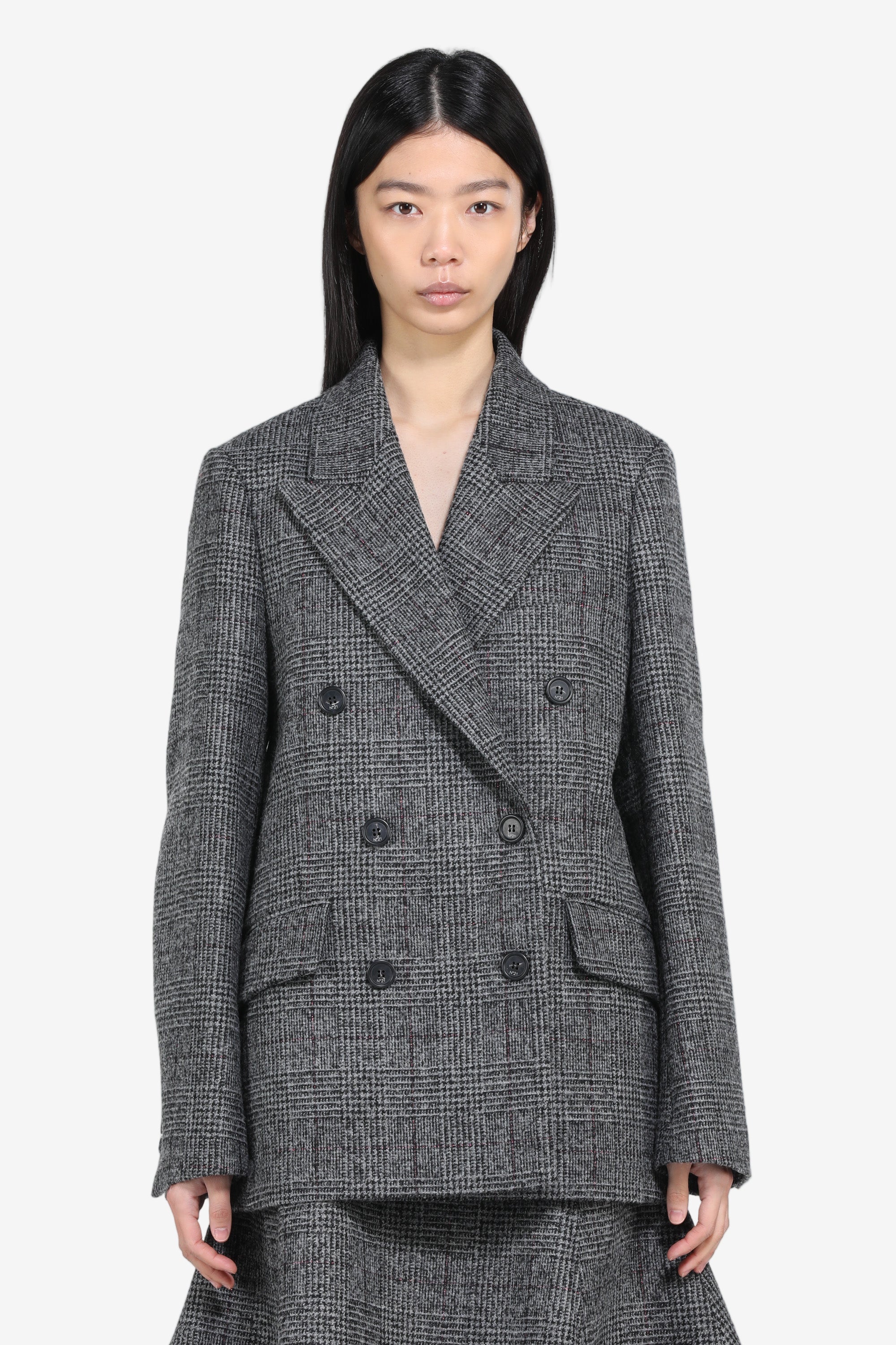 Double-breasted checked jacket