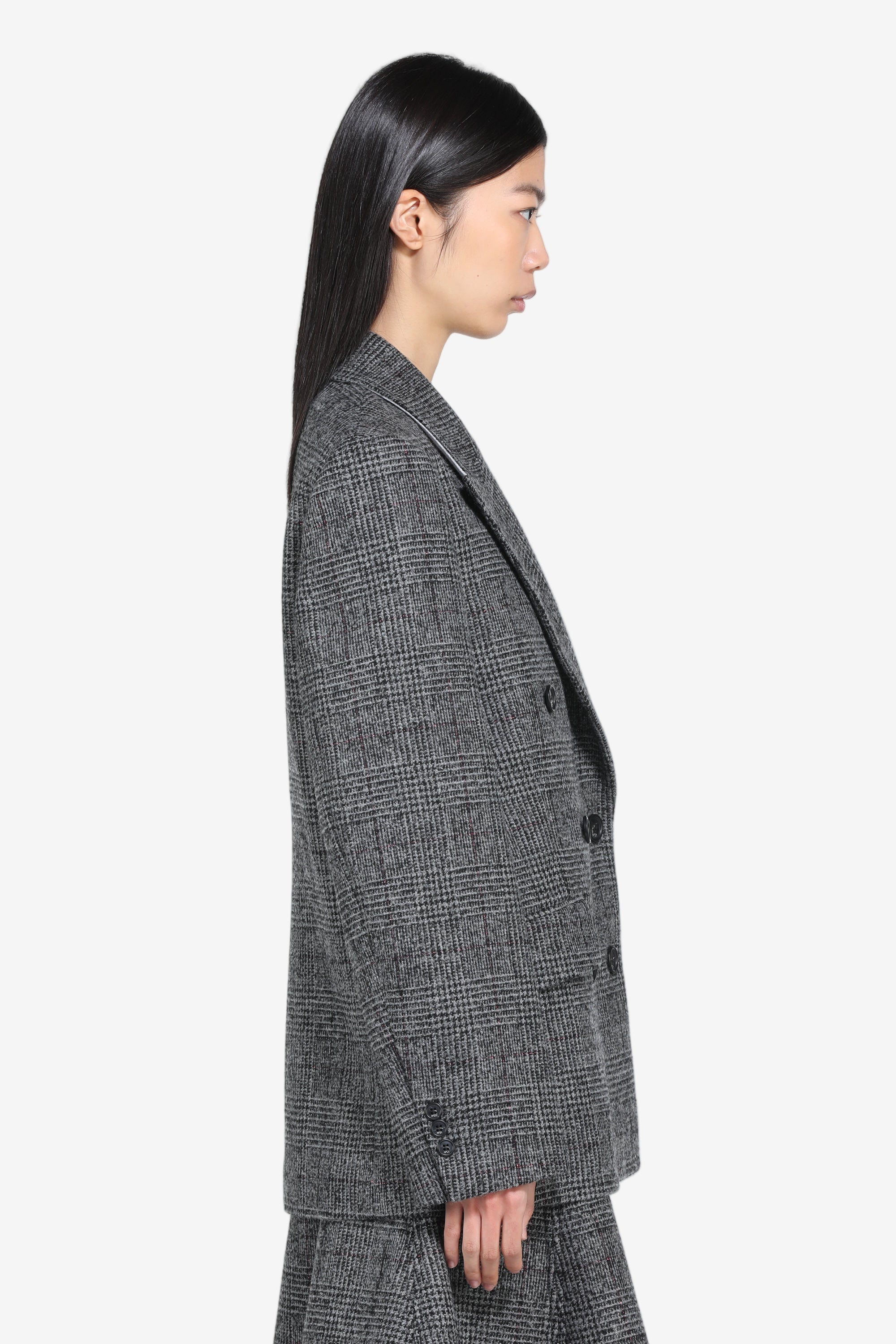 Double-breasted checked jacket