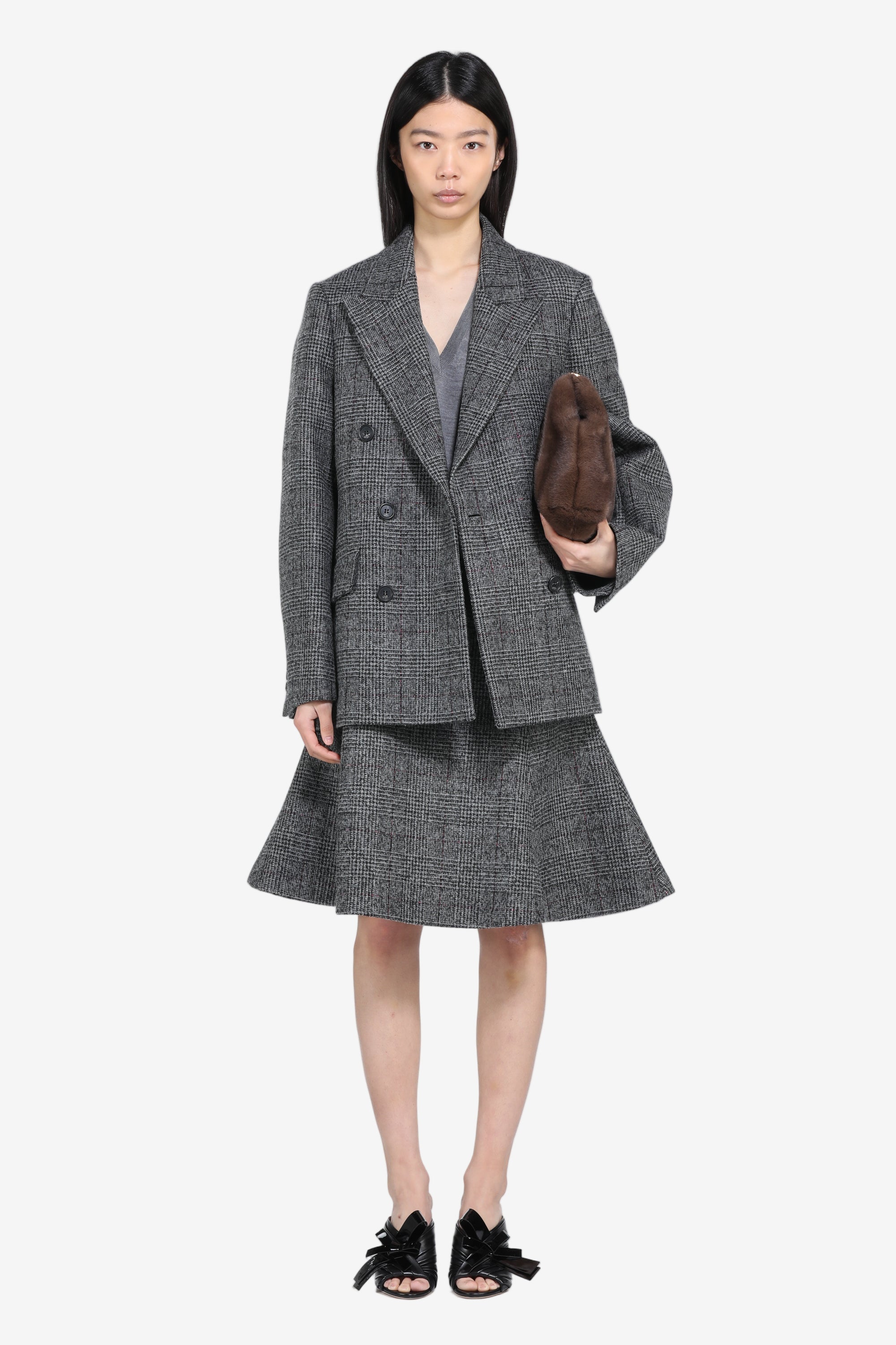 Double-breasted checked jacket