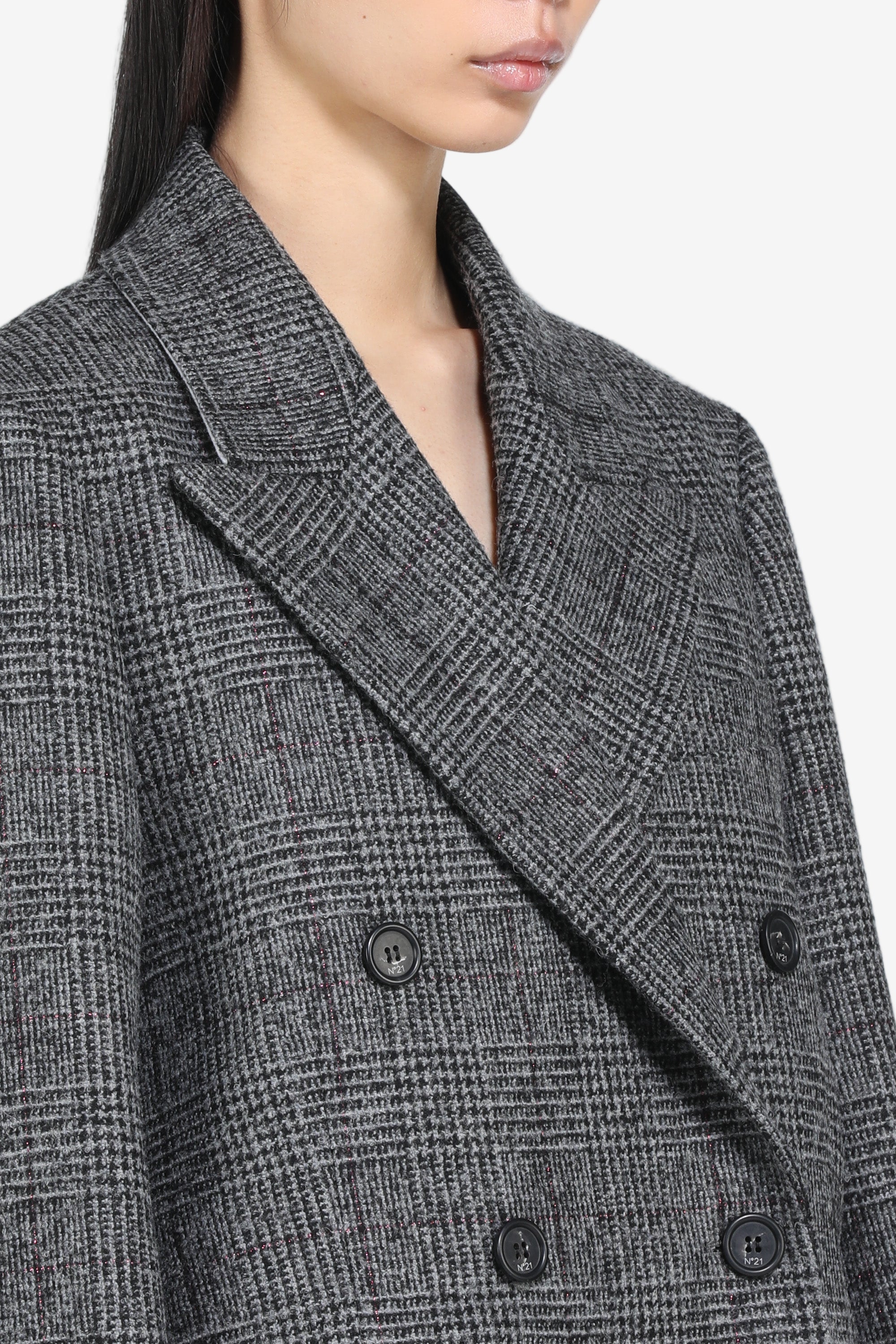Double-breasted checked jacket