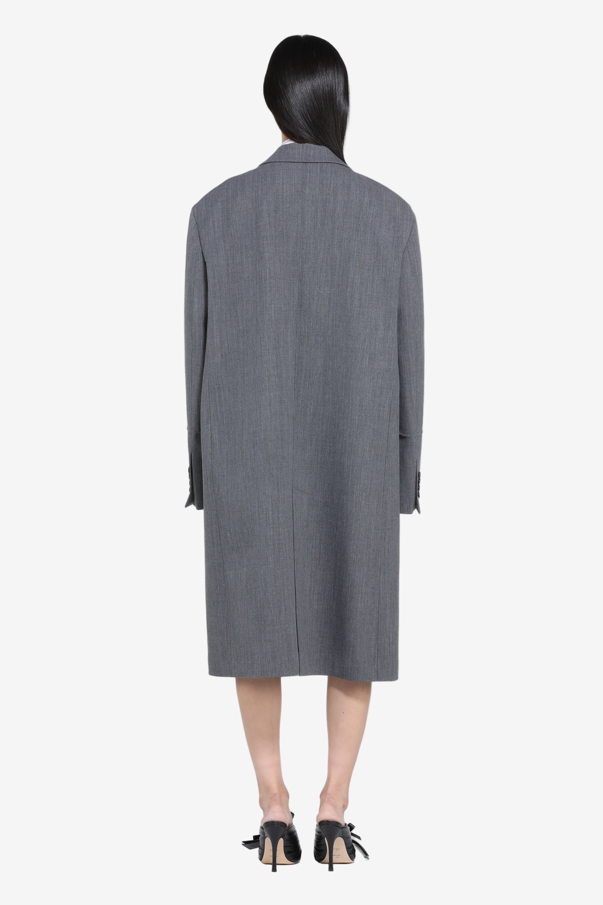 Long coat with shoulder pads