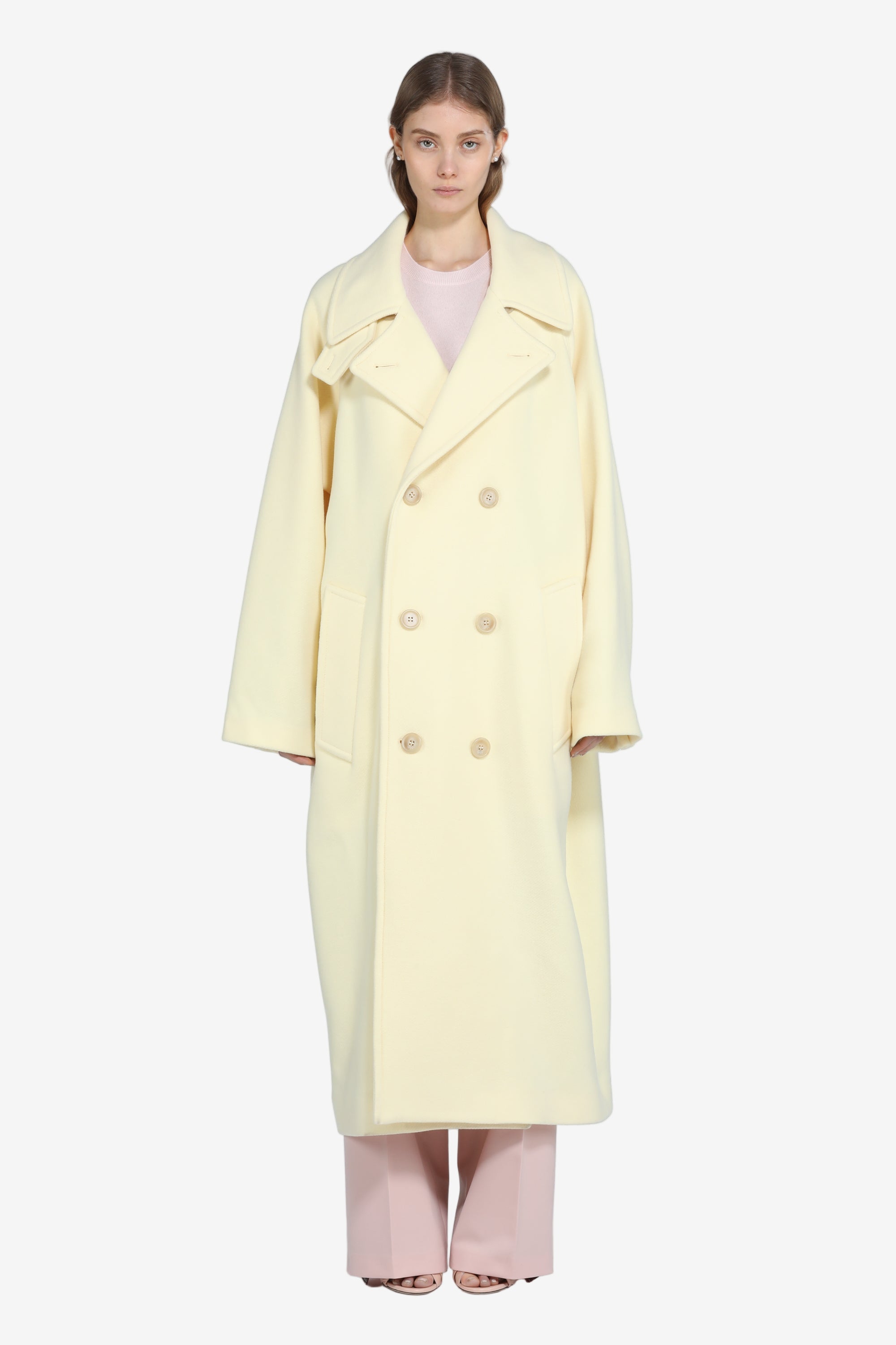Long cloth coat with wide lapels