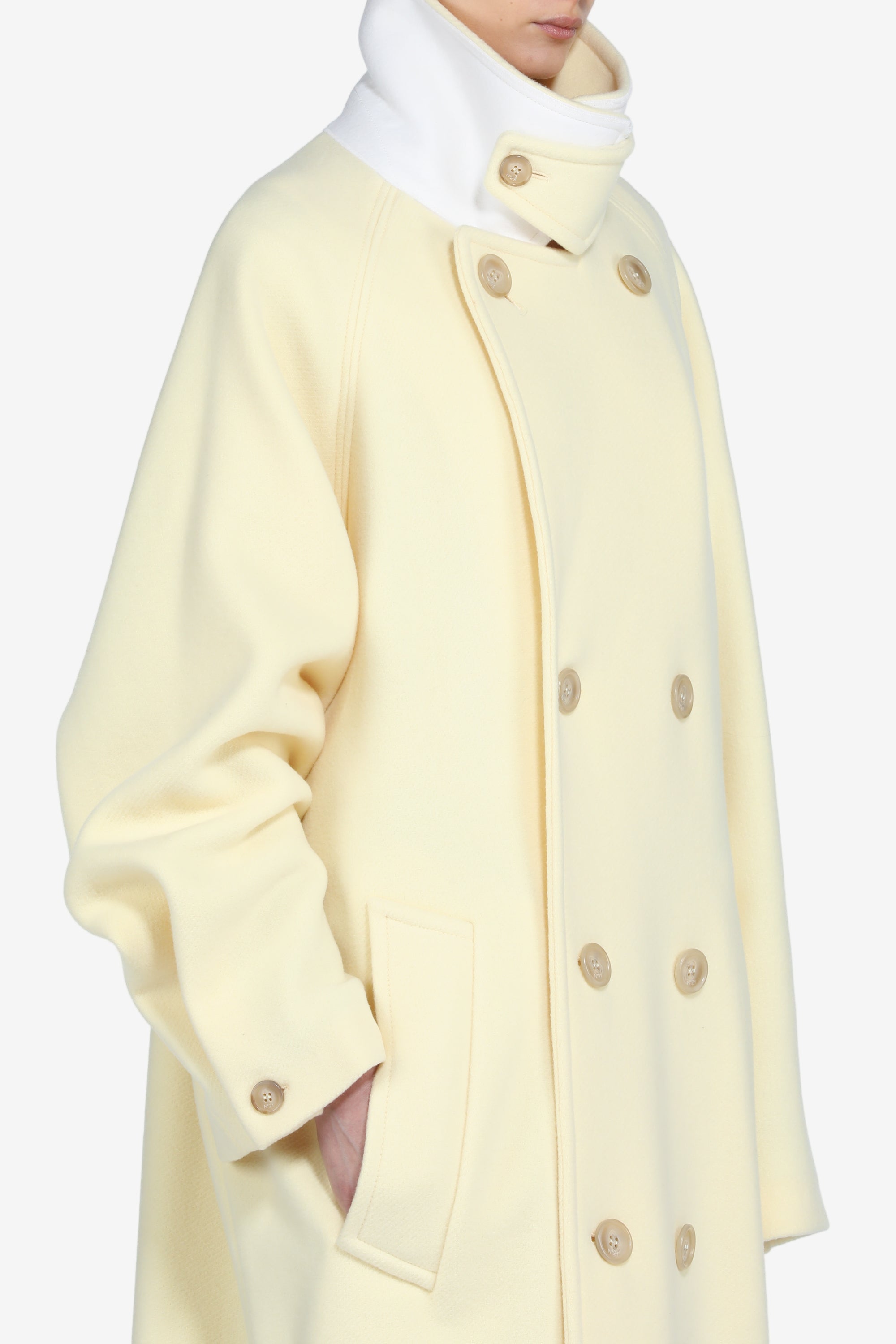 Long cloth coat with wide lapels