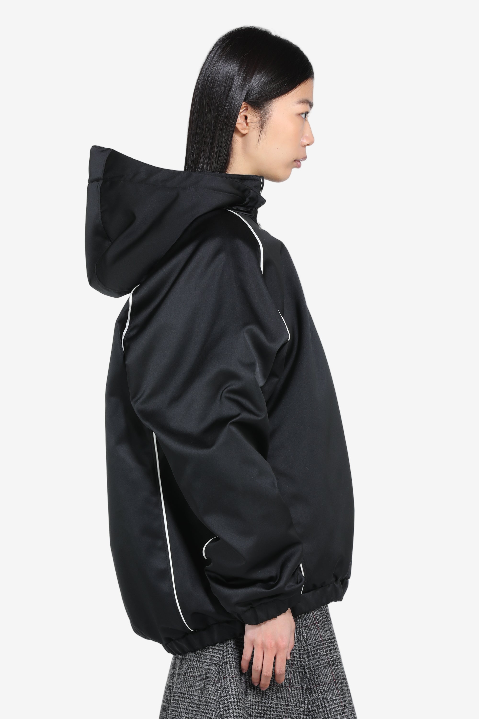 Bomber jacket with hood and faux fur lining