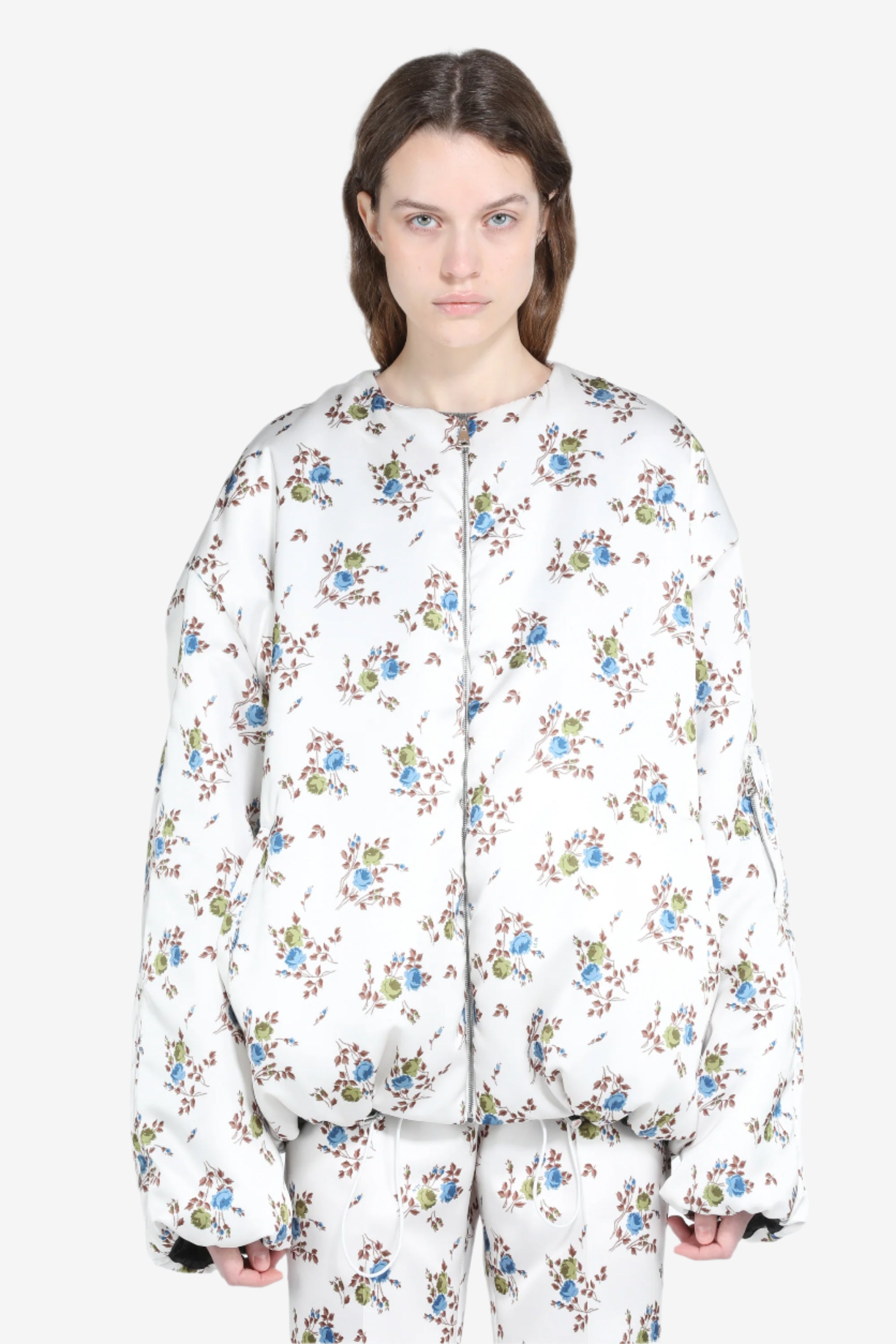 Padded bomber jacket with floral print