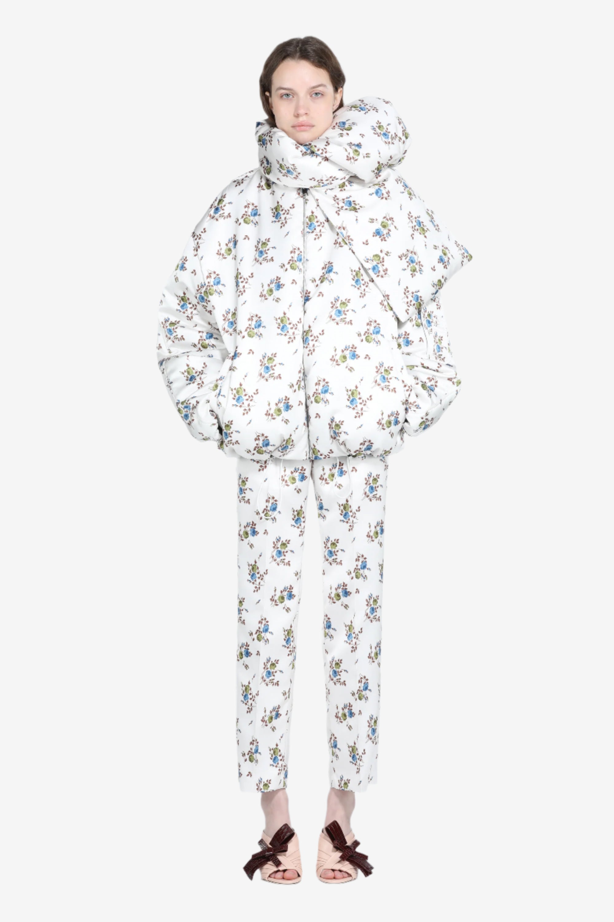 Padded bomber jacket with floral print