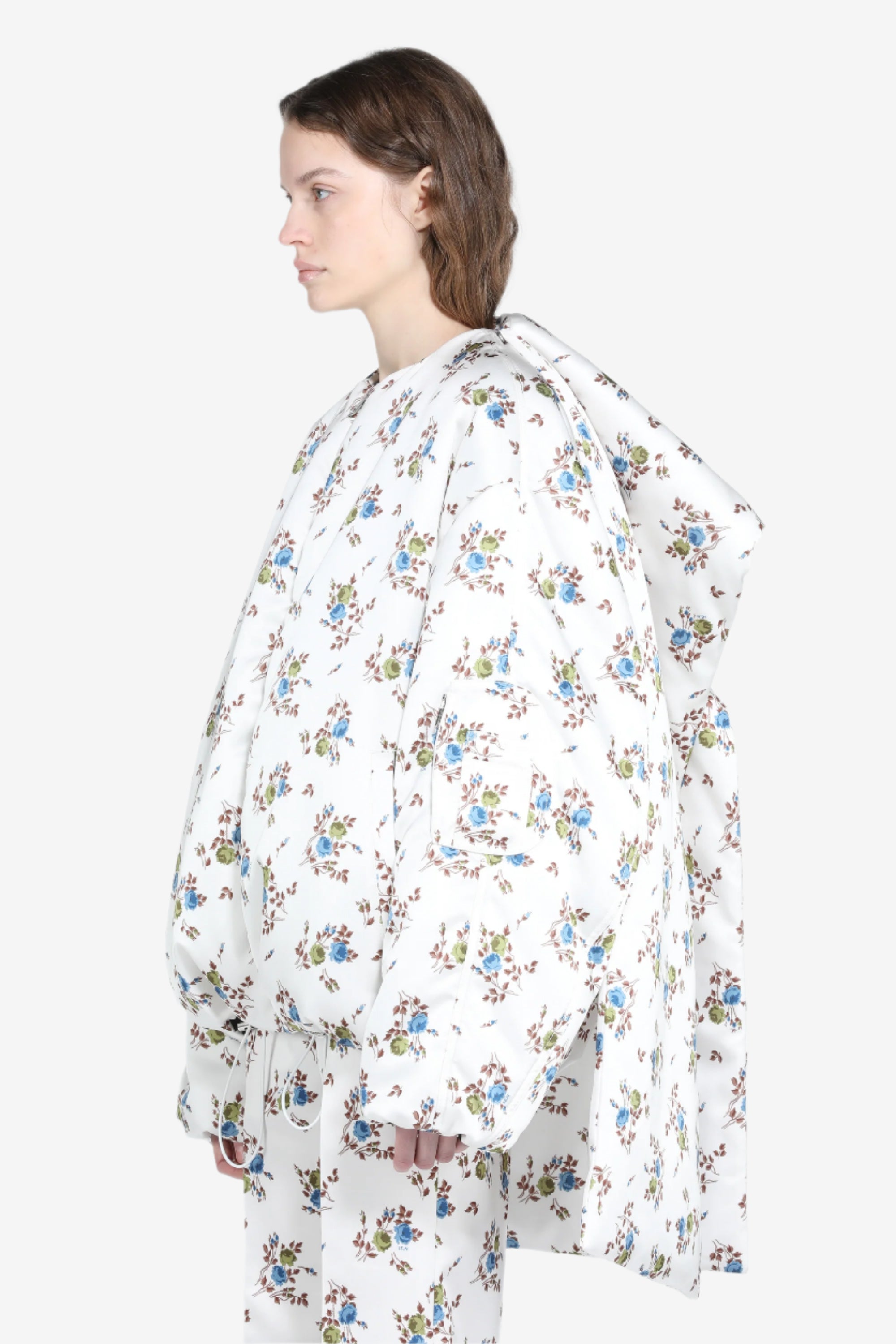 Padded bomber jacket with floral print