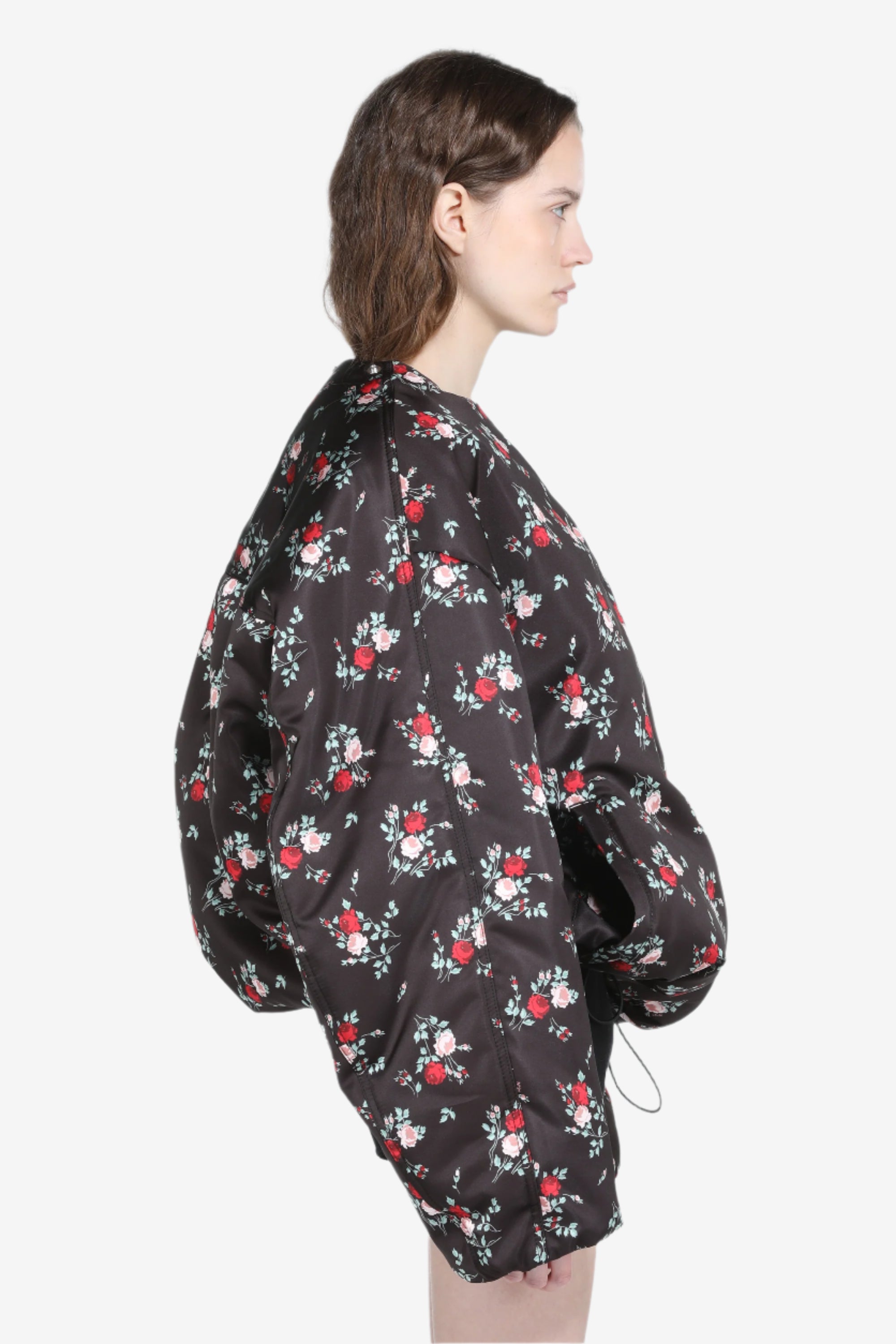 Padded bomber jacket with floral print