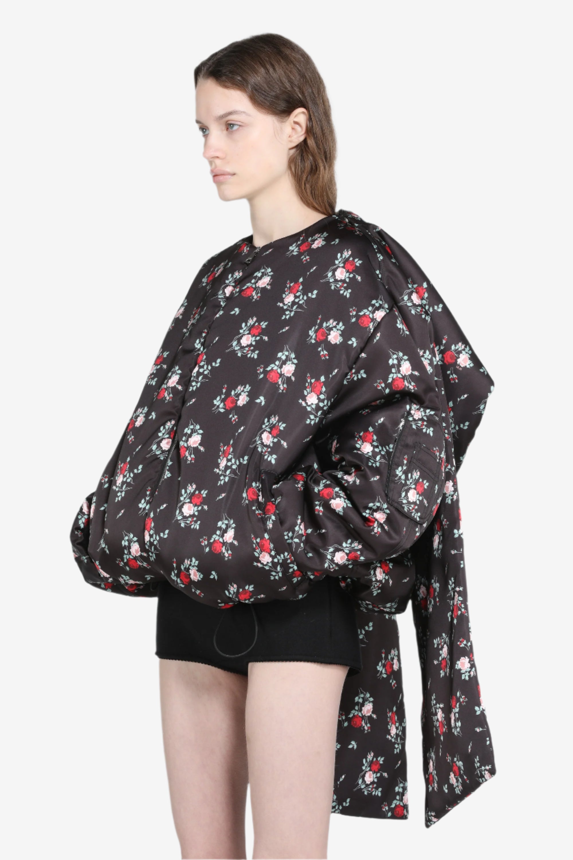 Padded bomber jacket with floral print
