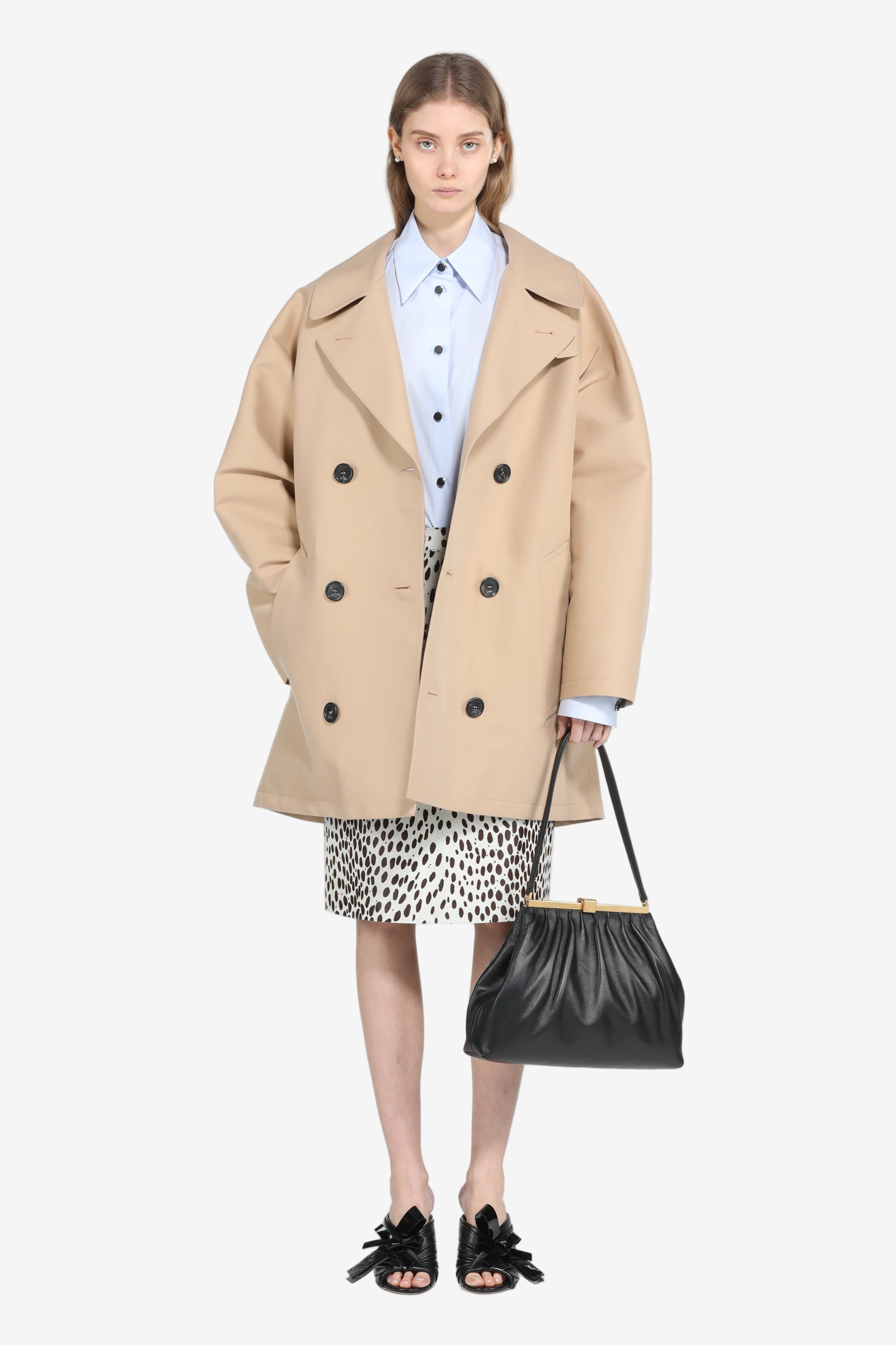 Spotted print pencil skirt