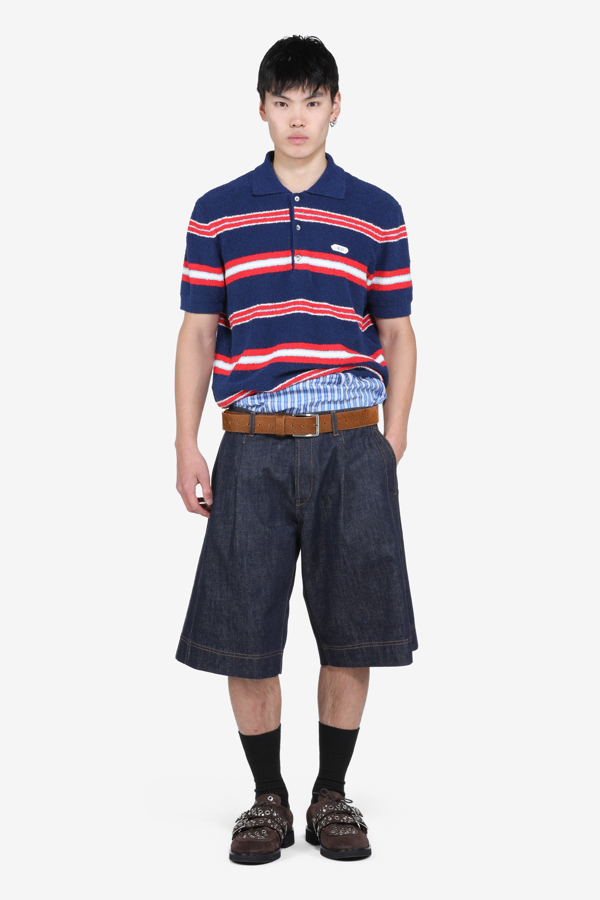 Polo a righe con logo