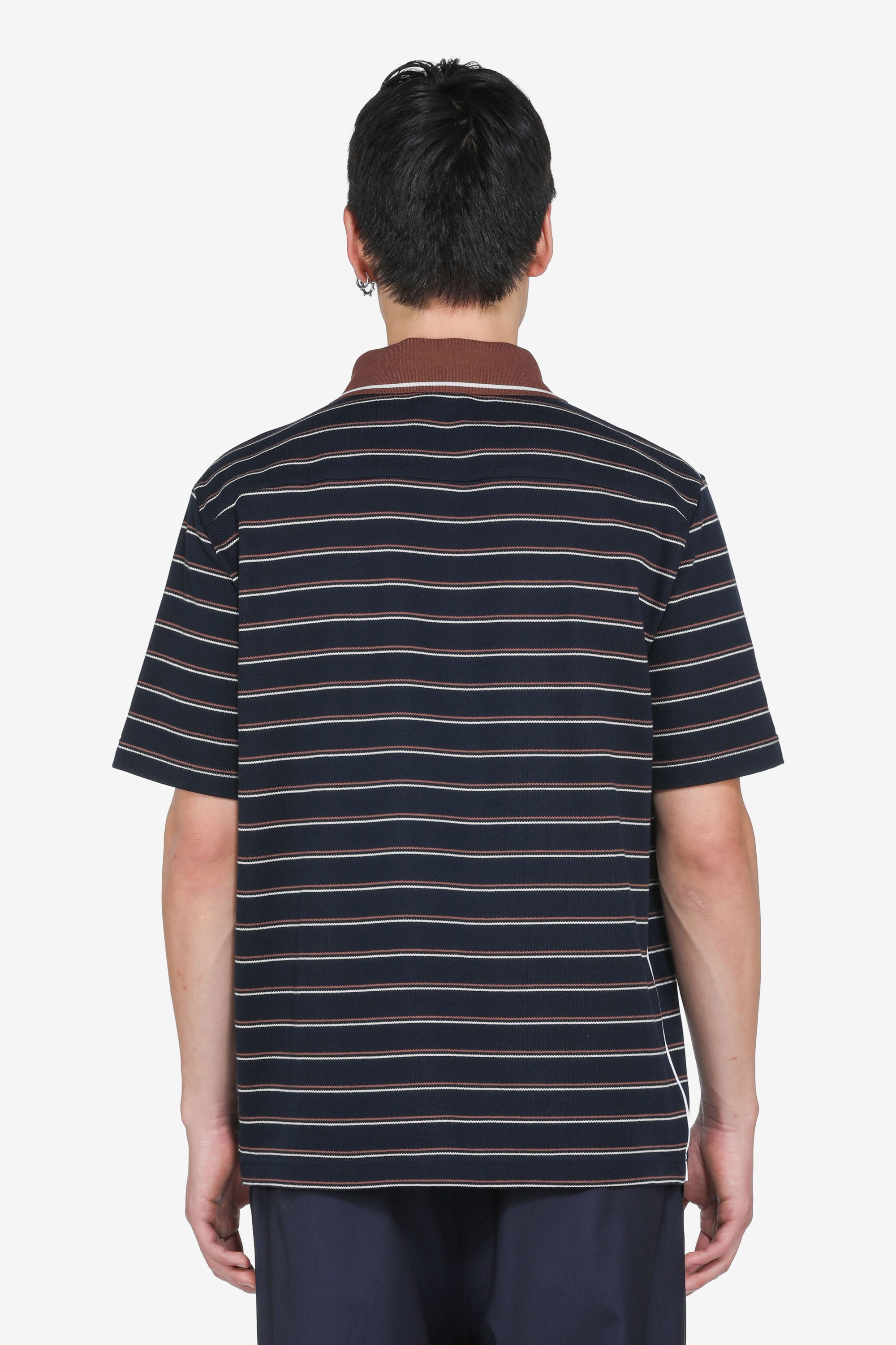 Striped short-sleeved polo shirt
