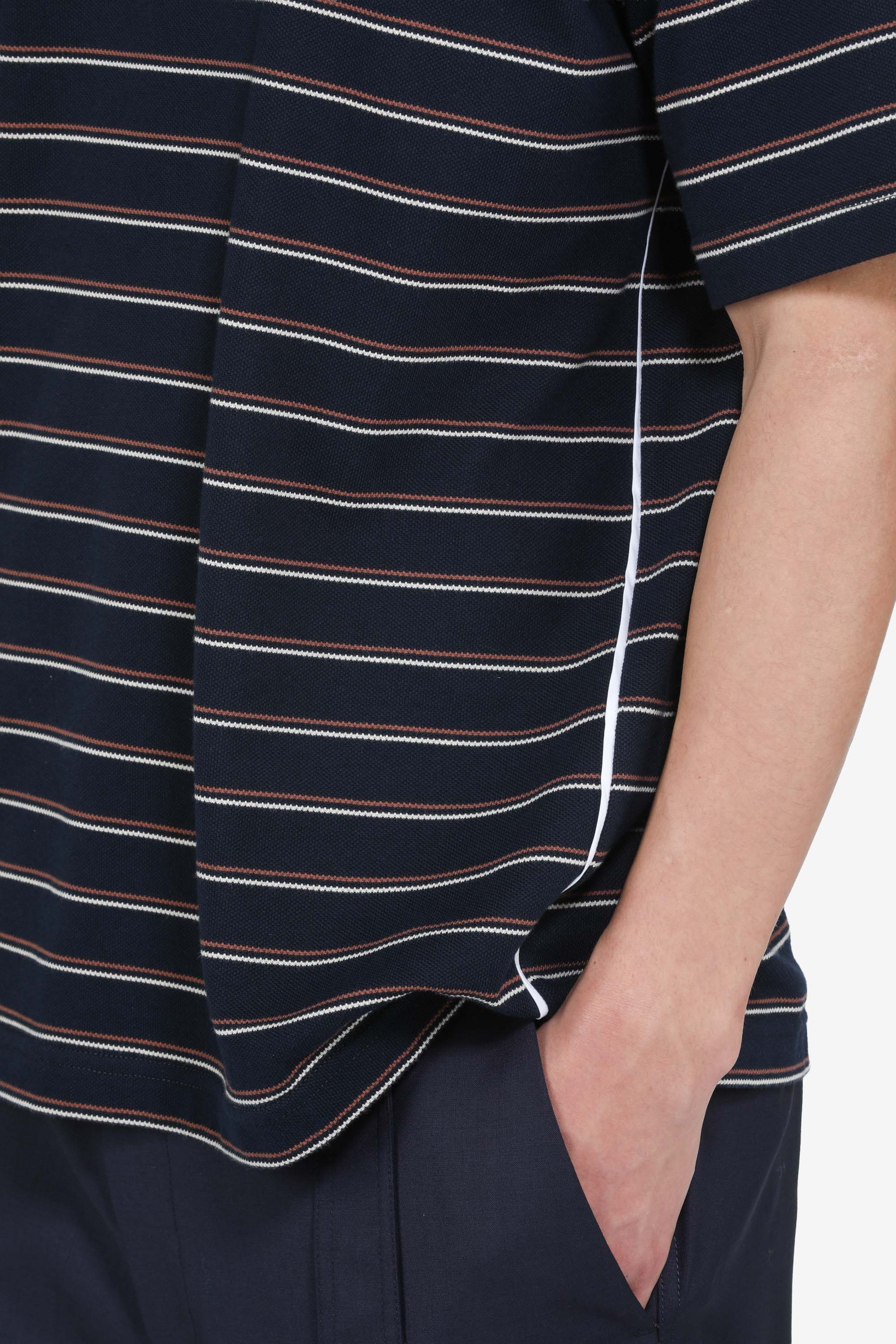 Striped short-sleeved polo shirt