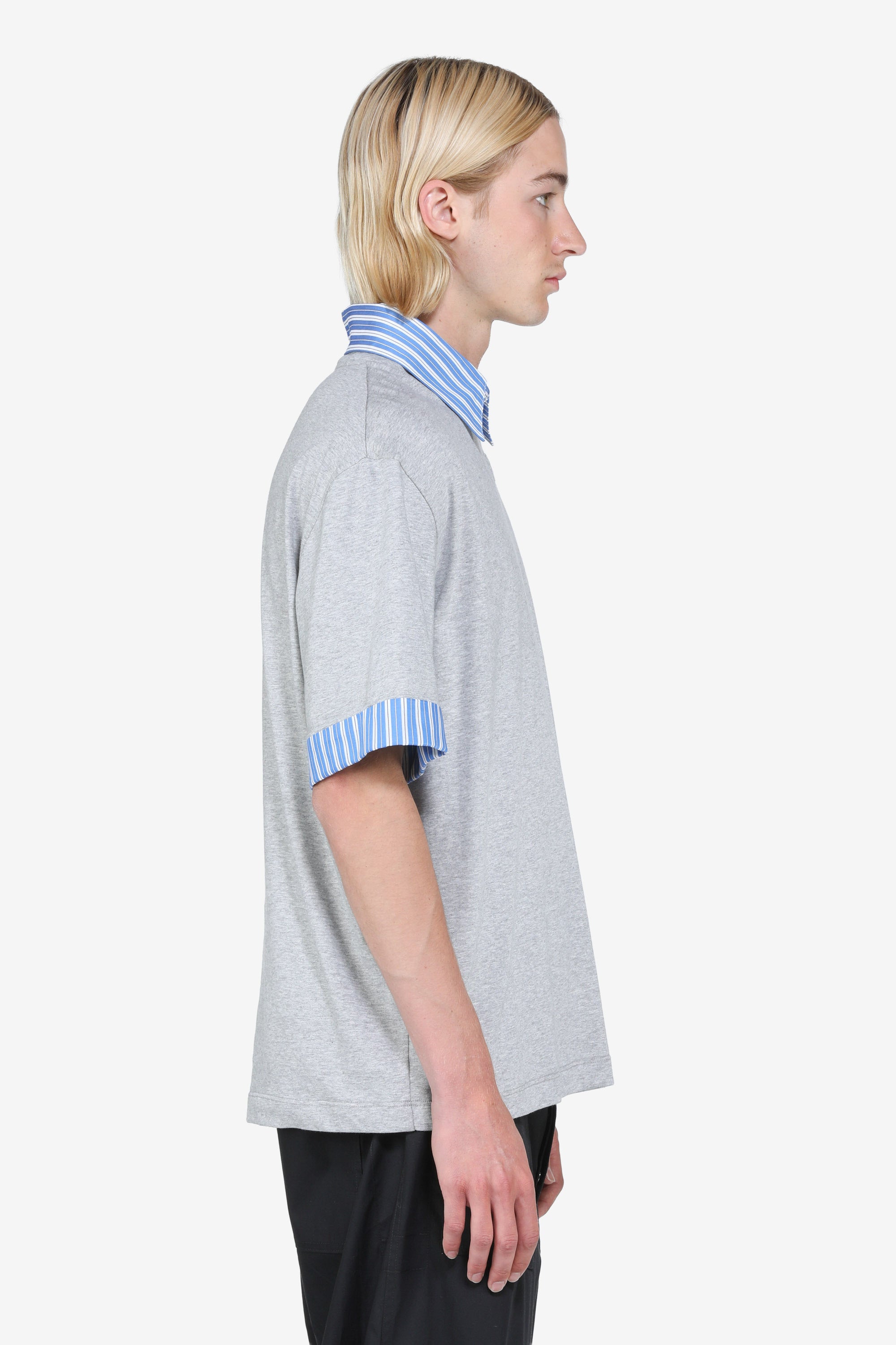 Short-sleeved T-shirt with shirt collar