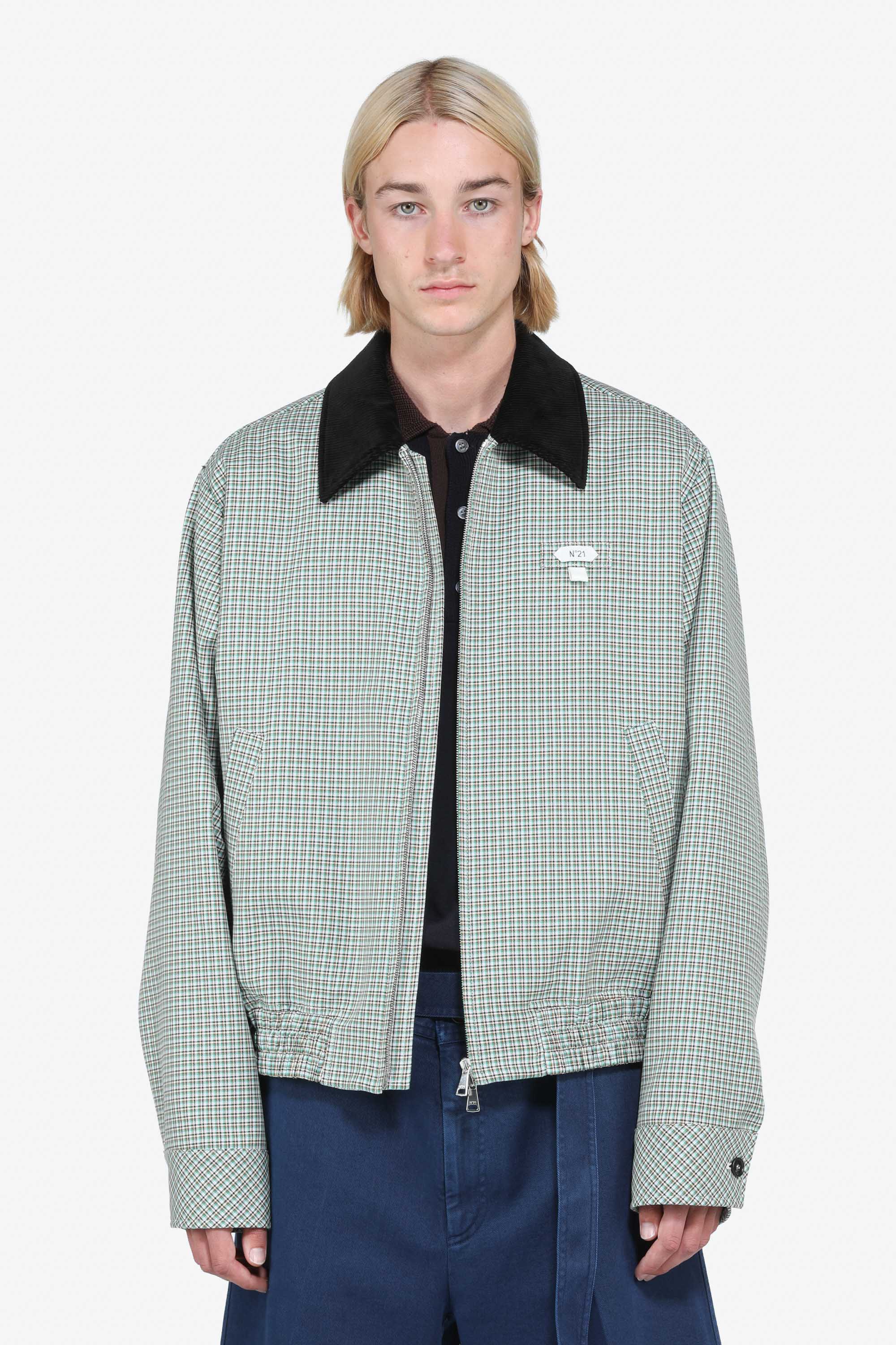 Checkered zip-up jacket