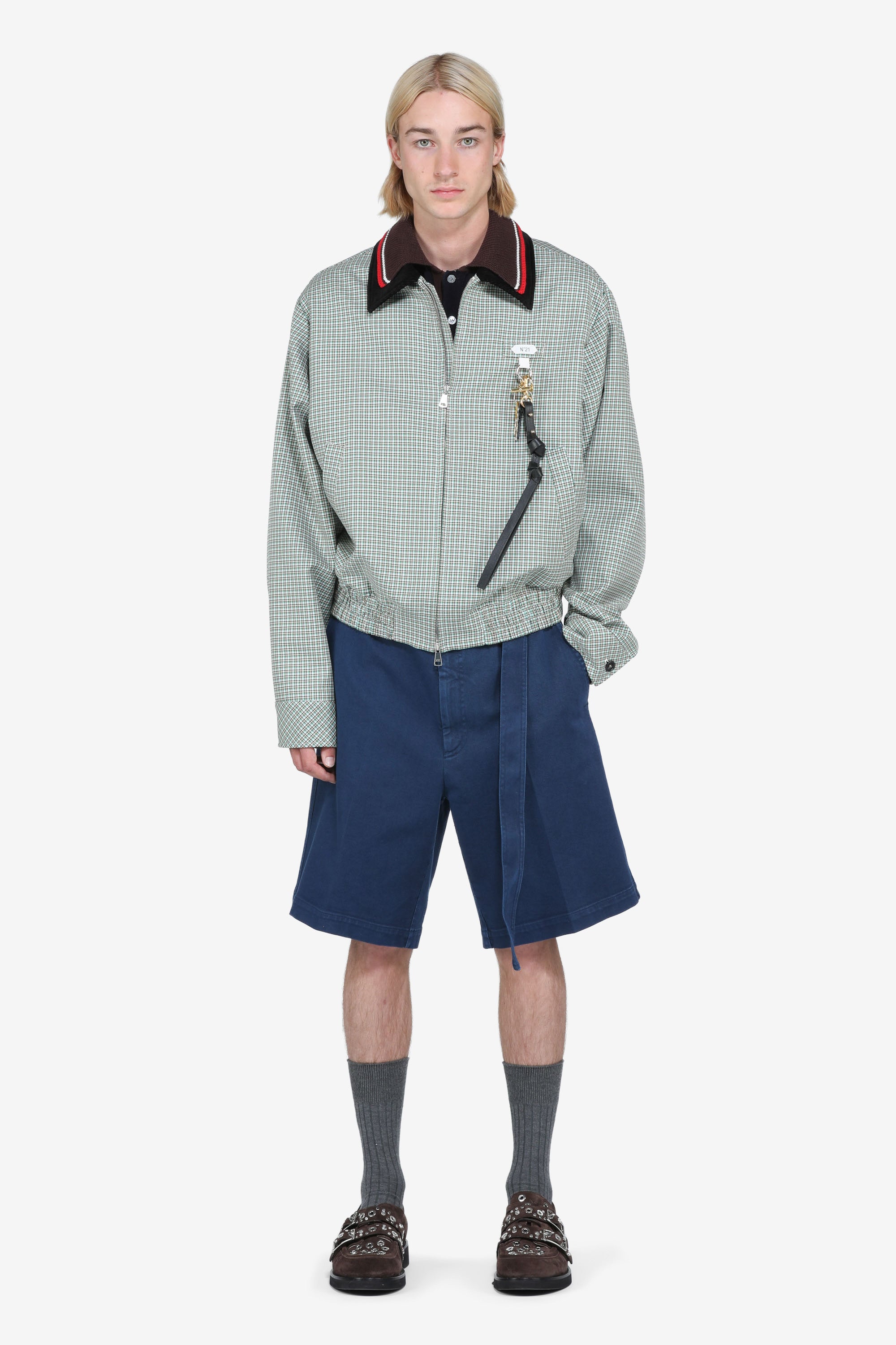 Checkered zip-up jacket