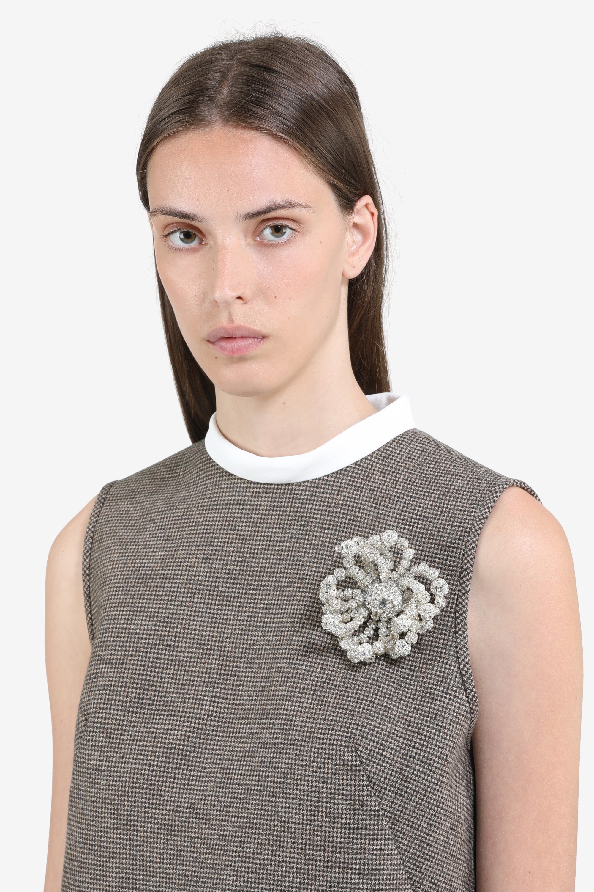 Large flower brooch with crystals