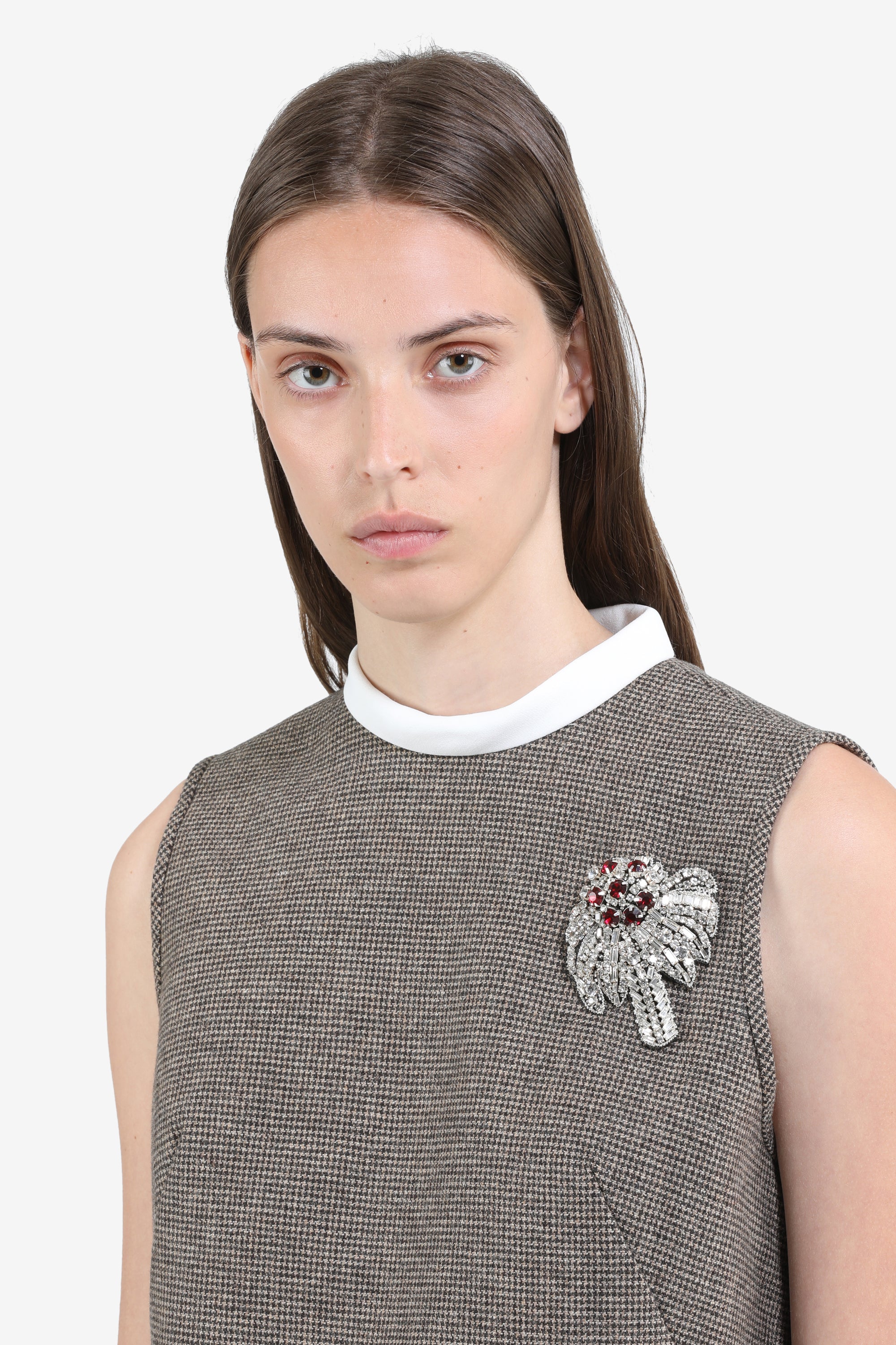 Palm tree and crystal brooch