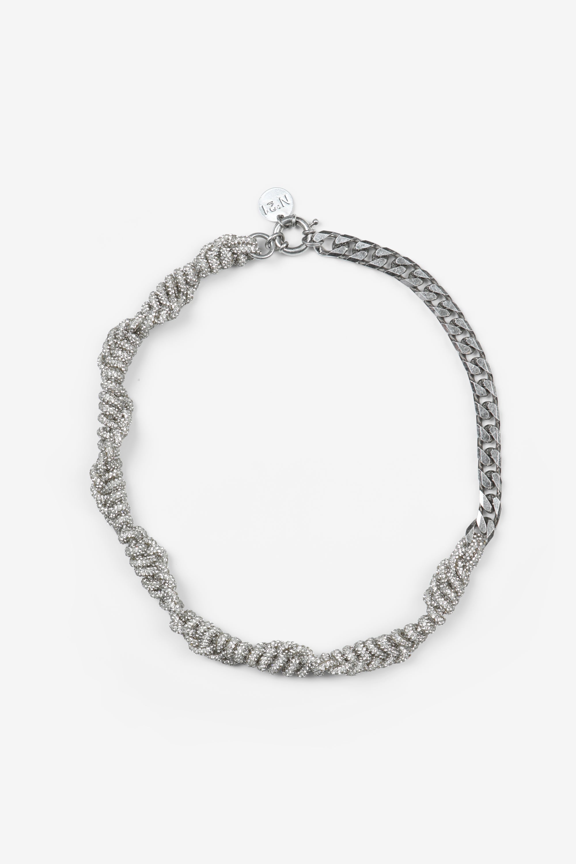 Necklace with chain and clear crystals