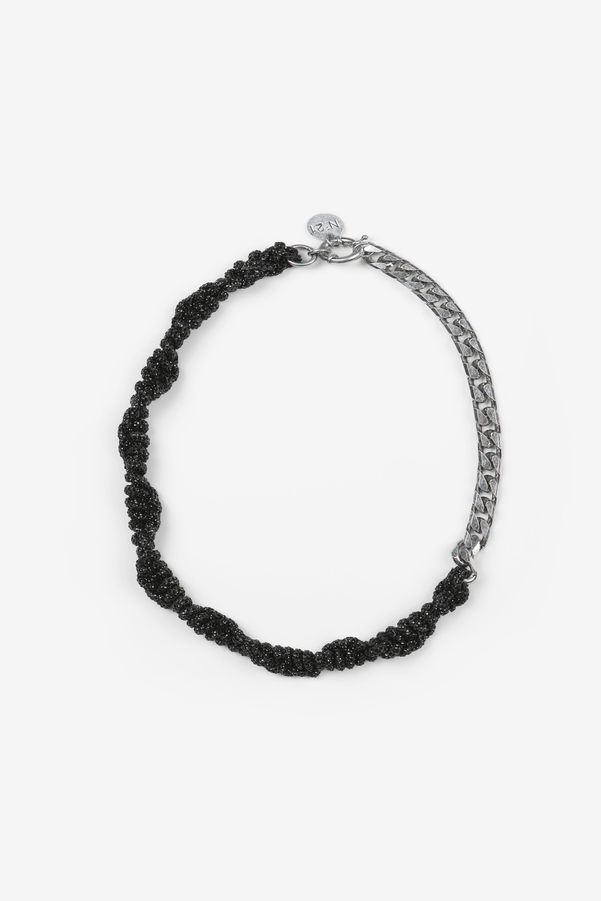 Necklace with chain and black crystals