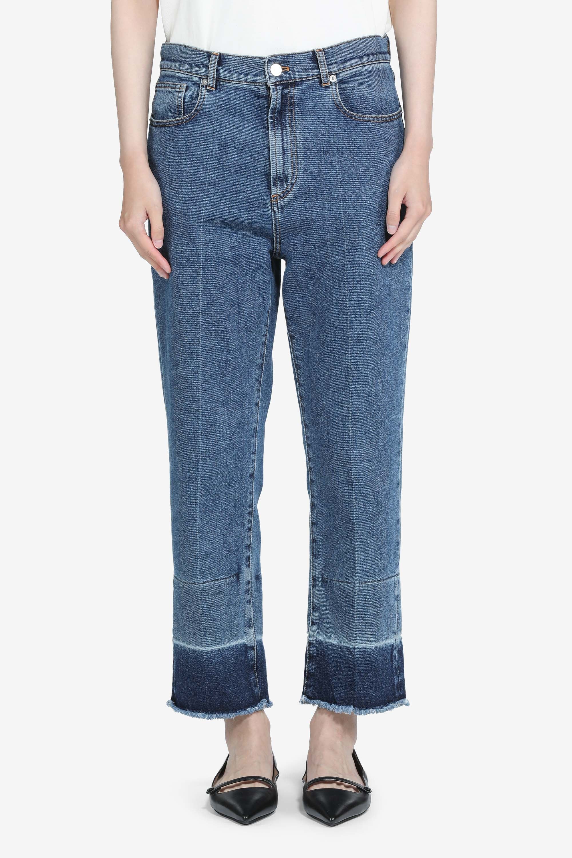 Jeans with raw contrast border