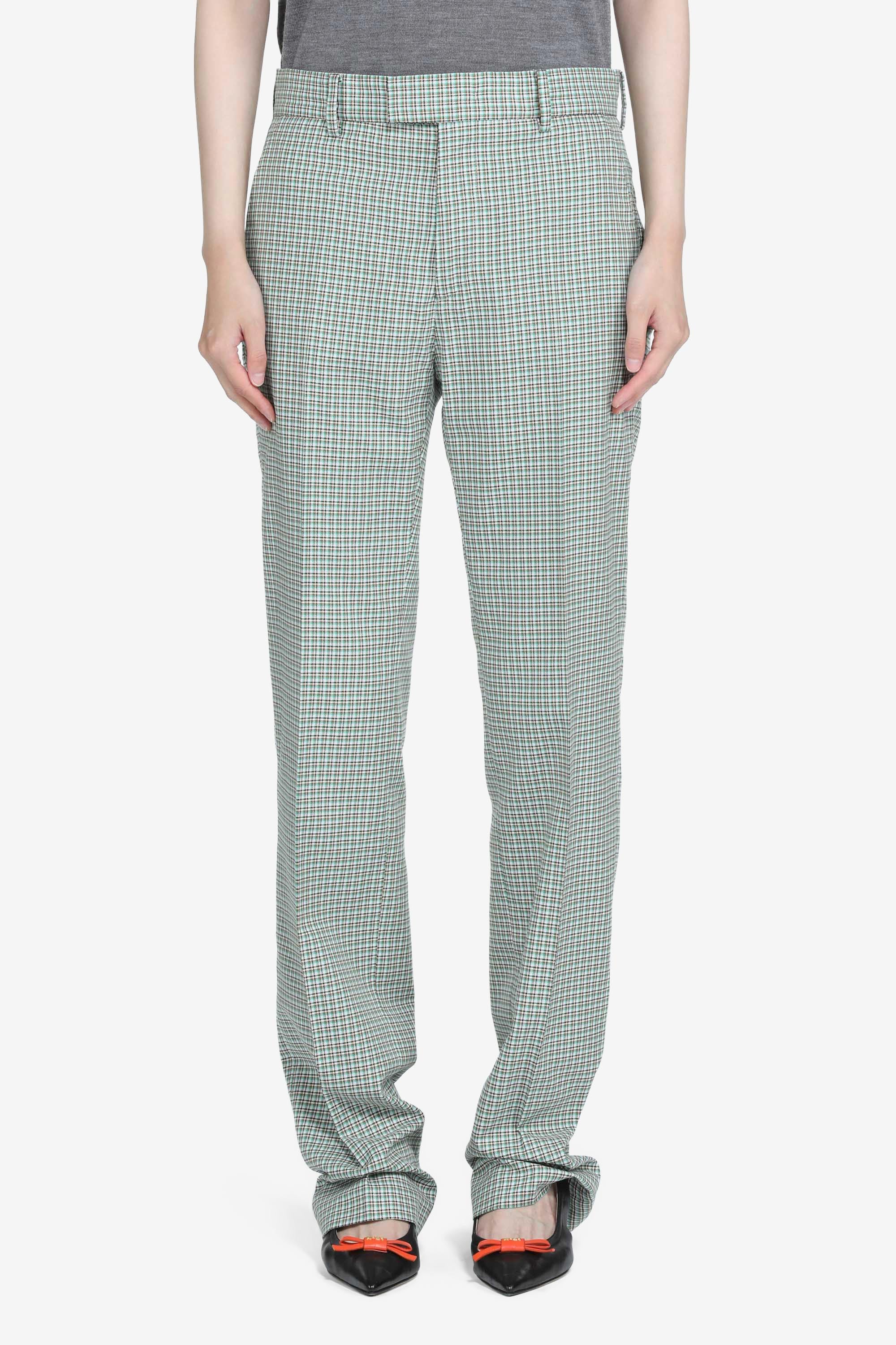 Straight trousers with checked print